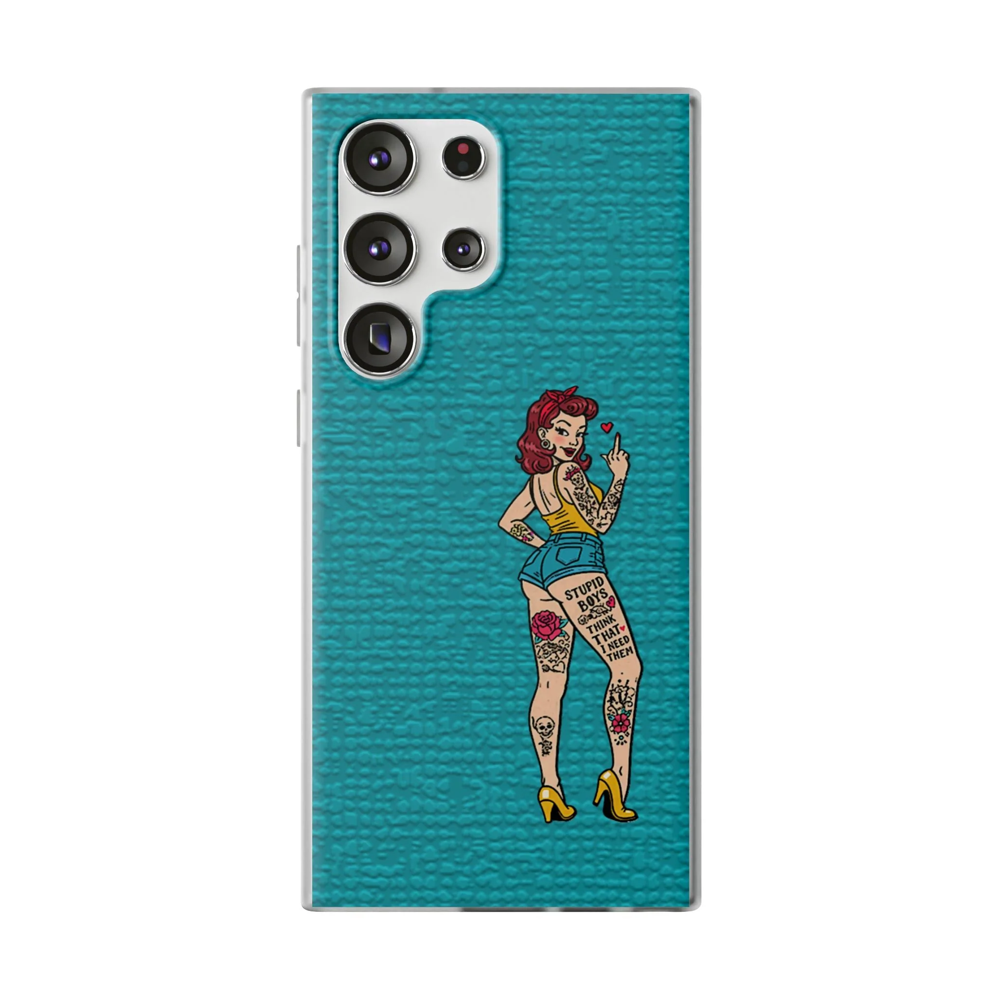 Sassy Pin-Up Stupid Boys Teal Flexi Phone Case - Image 32