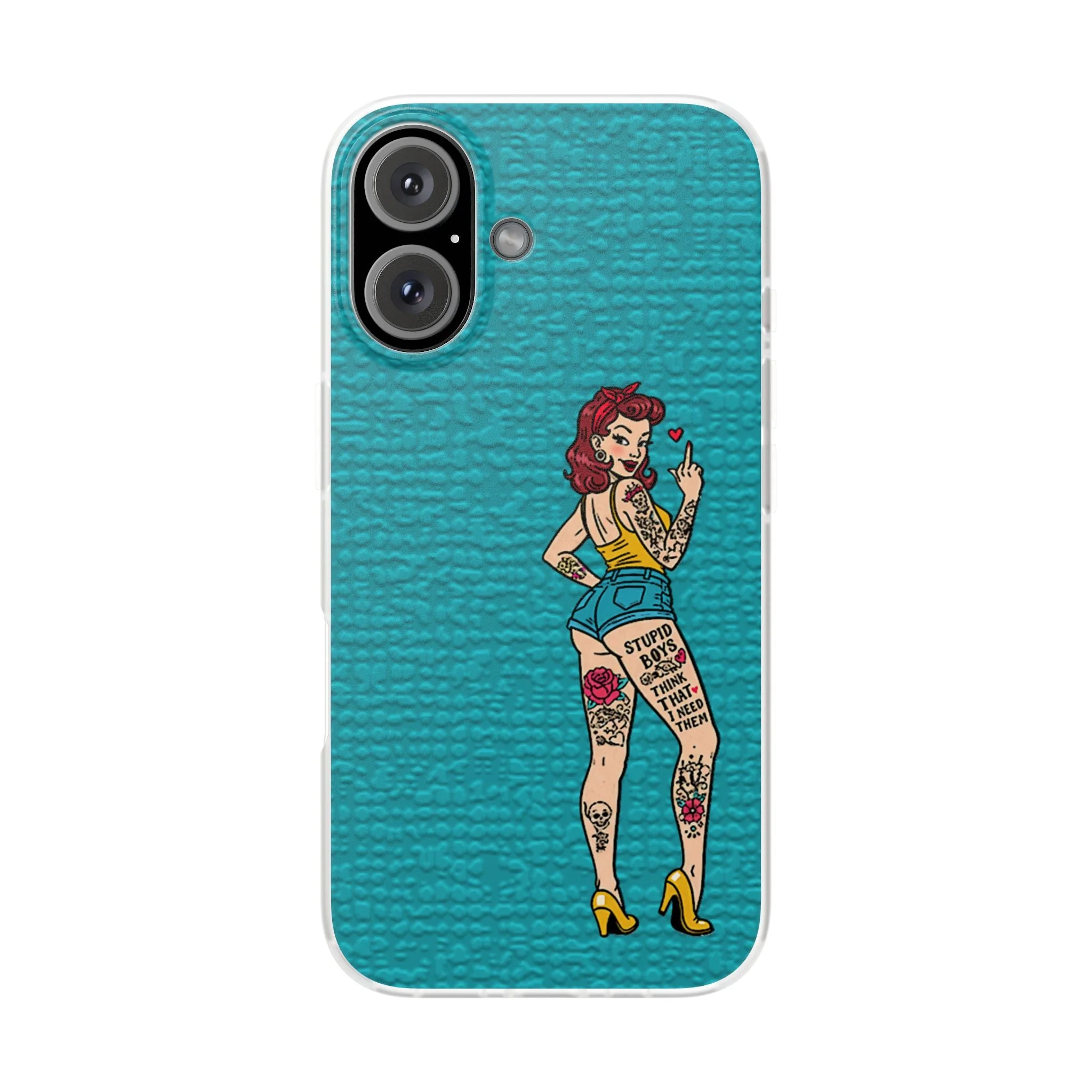 Sassy Pin-Up Stupid Boys Teal Flexi Phone Case - Image 39