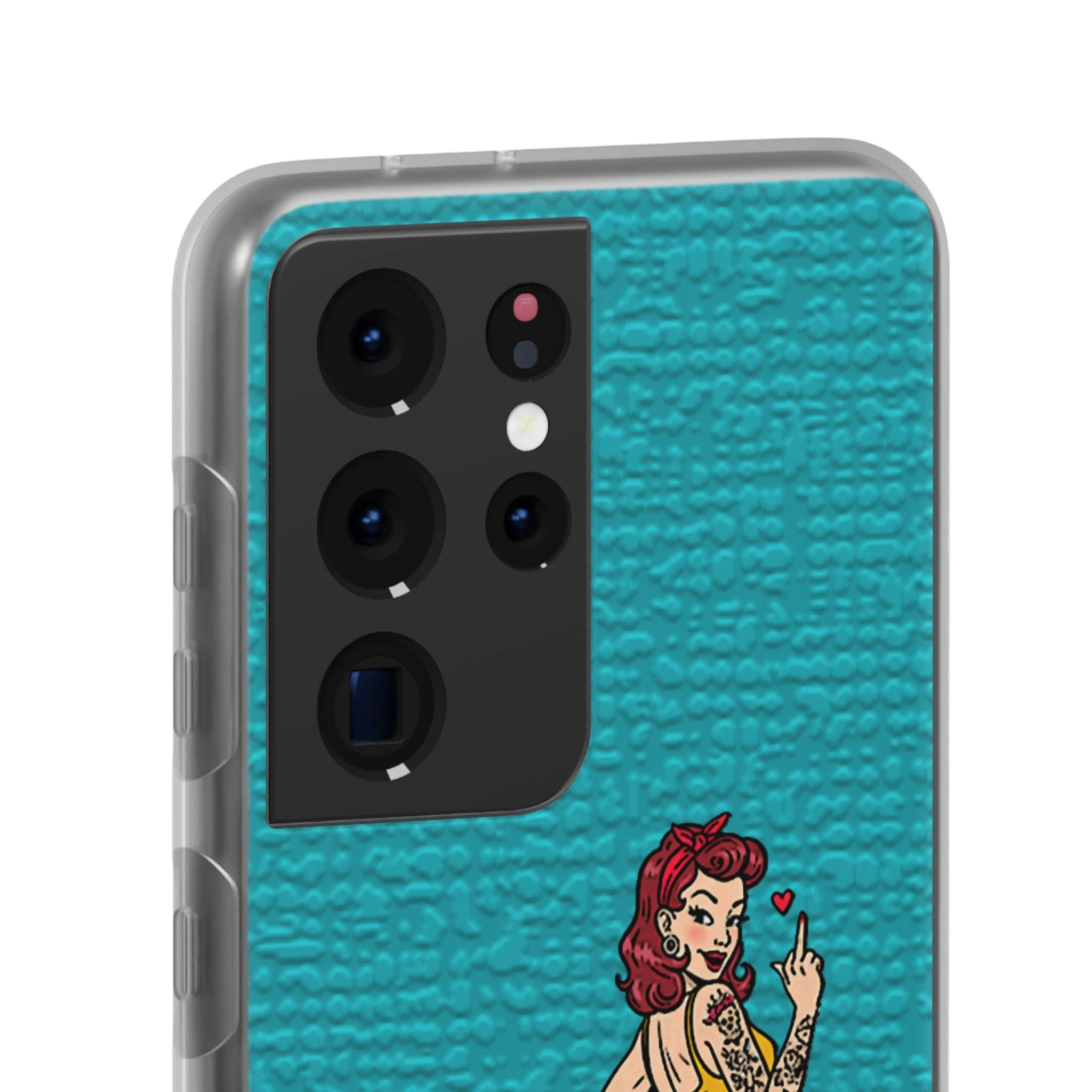 Sassy Pin-Up Stupid Boys Teal Flexi Phone Case - Image 86