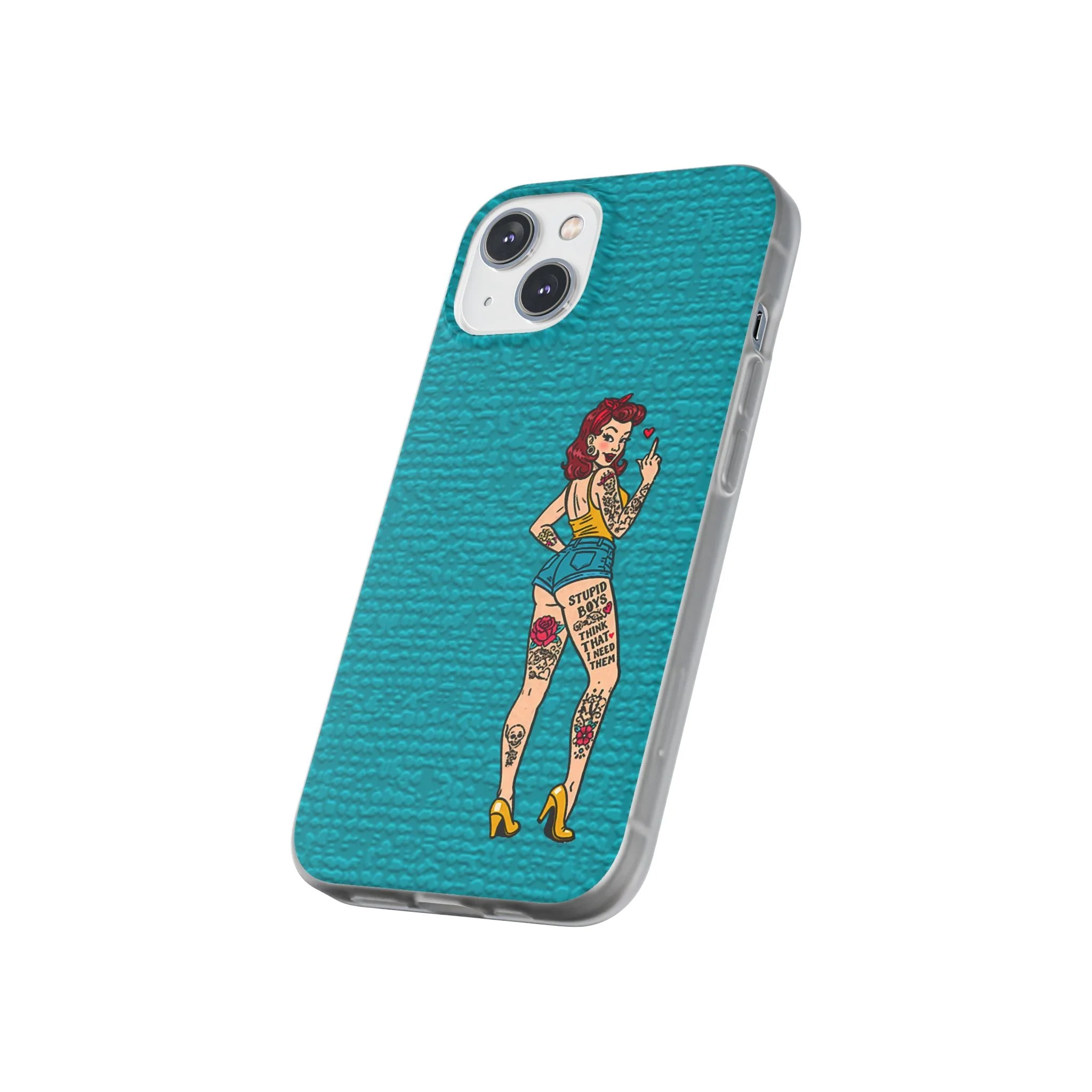 Sassy Pin-Up Stupid Boys Teal Flexi Phone Case - Image 96
