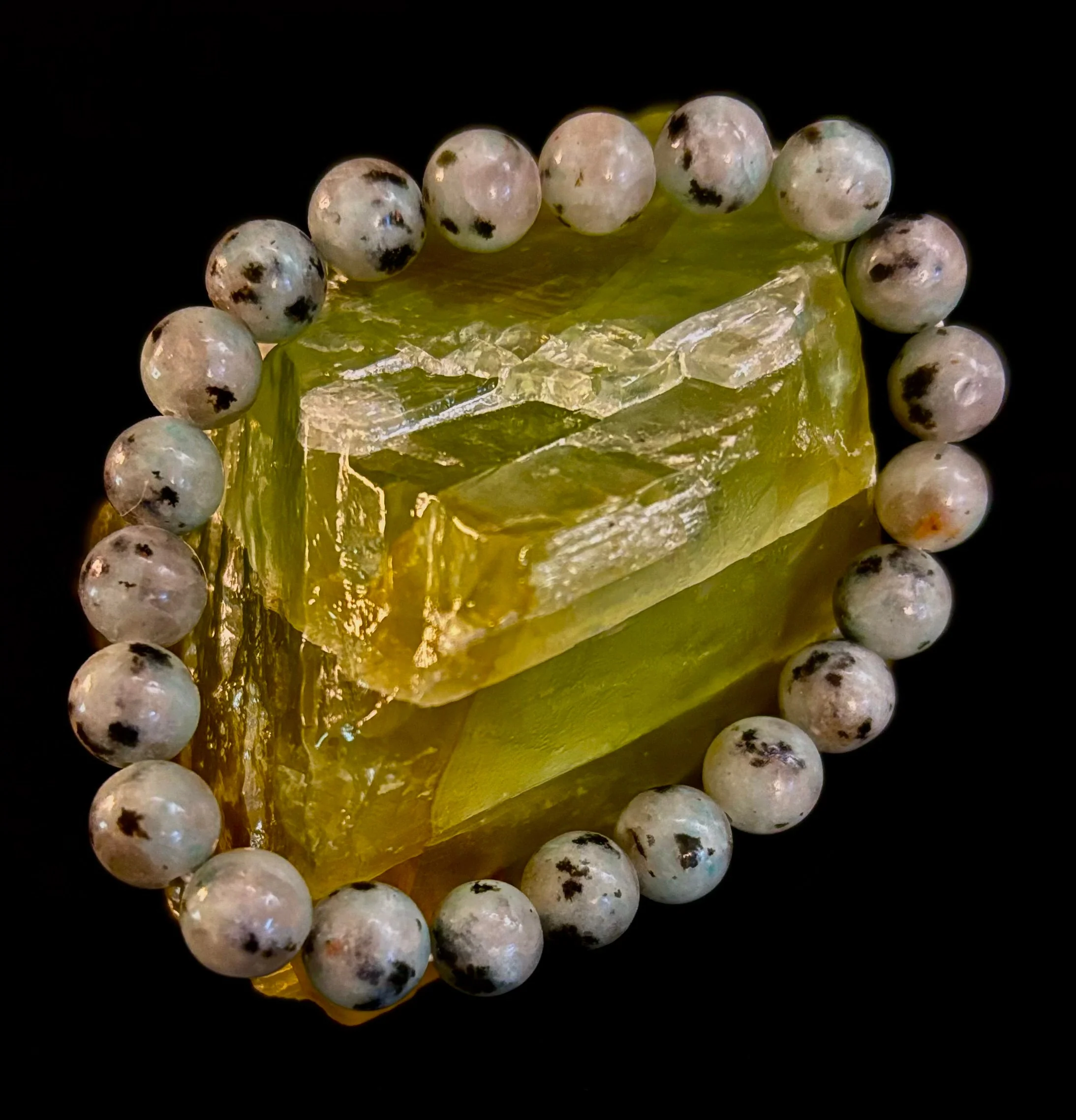 Sesame Kiwi Jasper Bracelet – 8mm Beads, Medium Wrists - Image 10