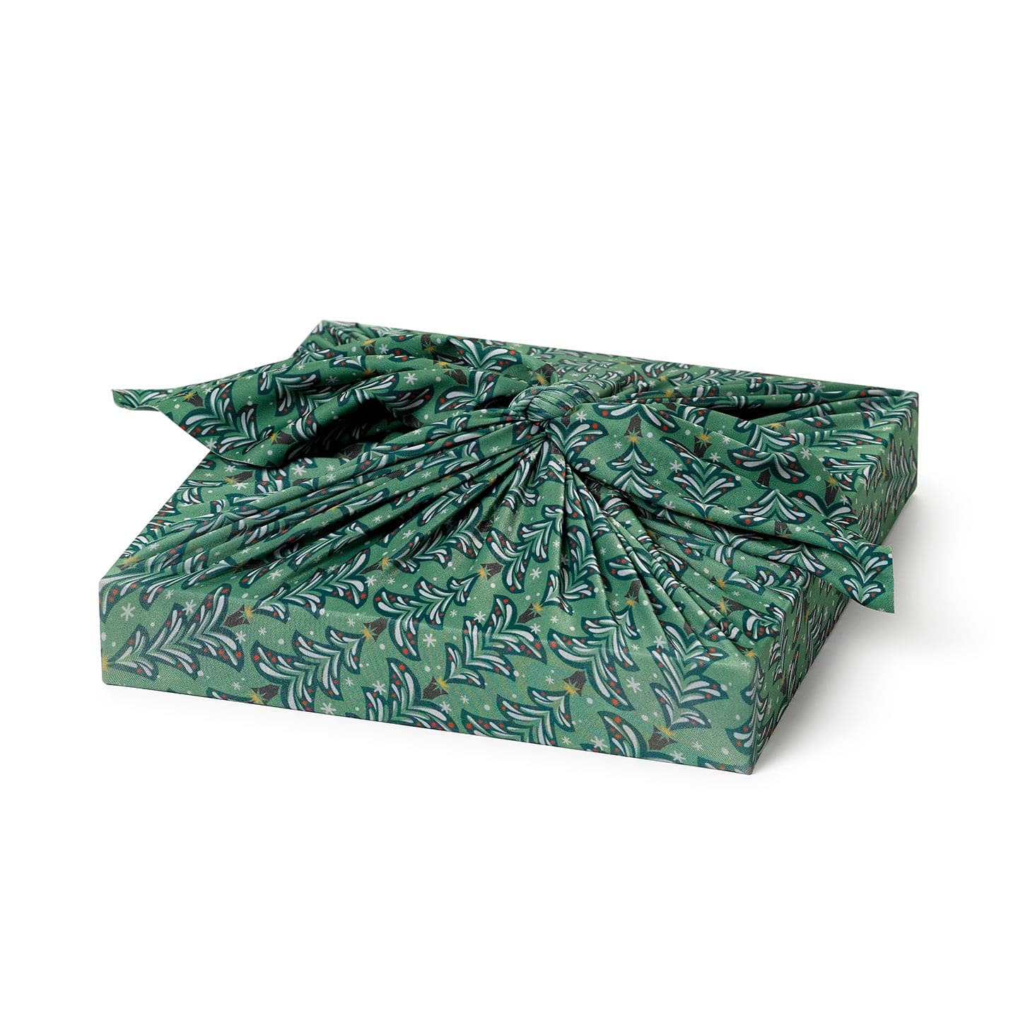 Set of 3 (S, L, XL) Reusable Cloth Furoshiki Gift Wrap | Christmas Trees & White - Image 3
