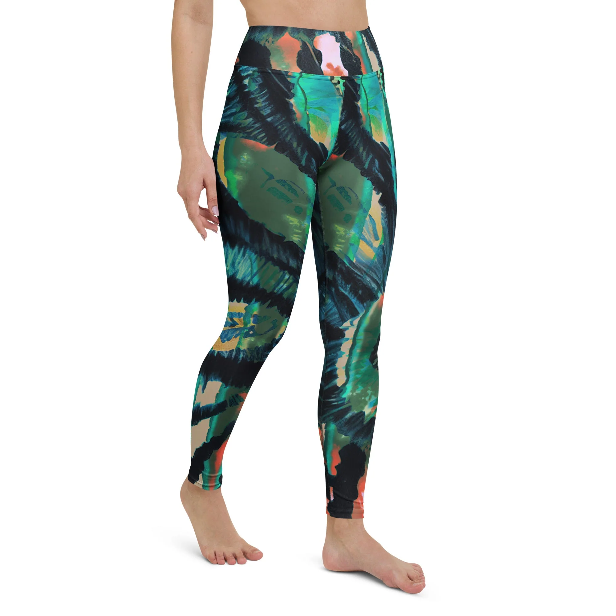 Shibor Floral Print High Waist Leggings - Image 9