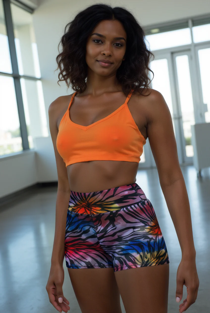 Shibori Animal Print High Waist Shorts
