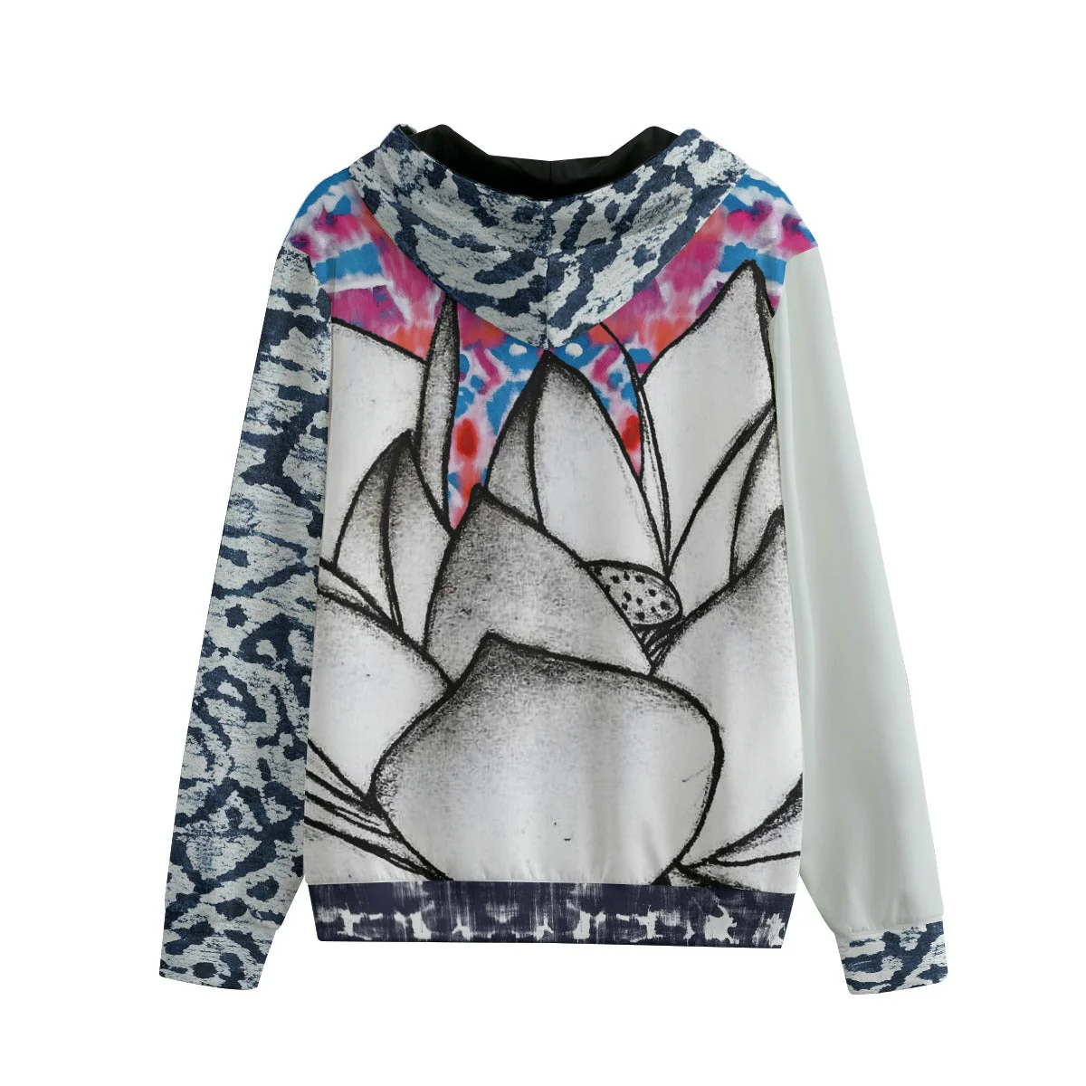 Shibori Bloom II Cotton Unisex Zip Hoodie - Image 4