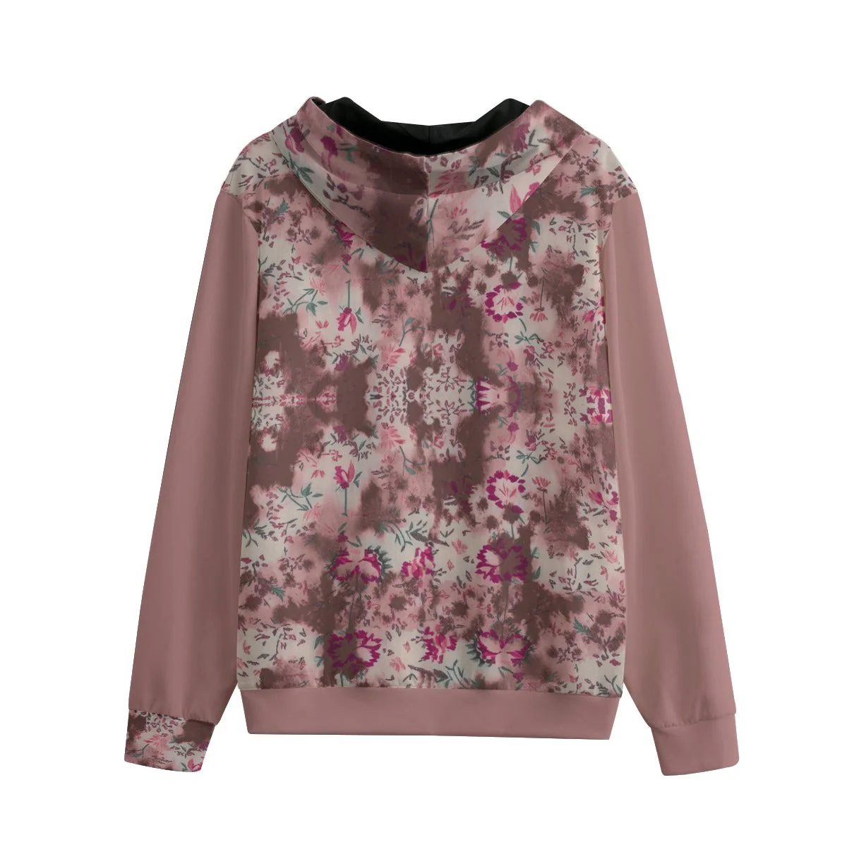 Shibori Floral Zip-Up Cotton Hoodie - Image 6