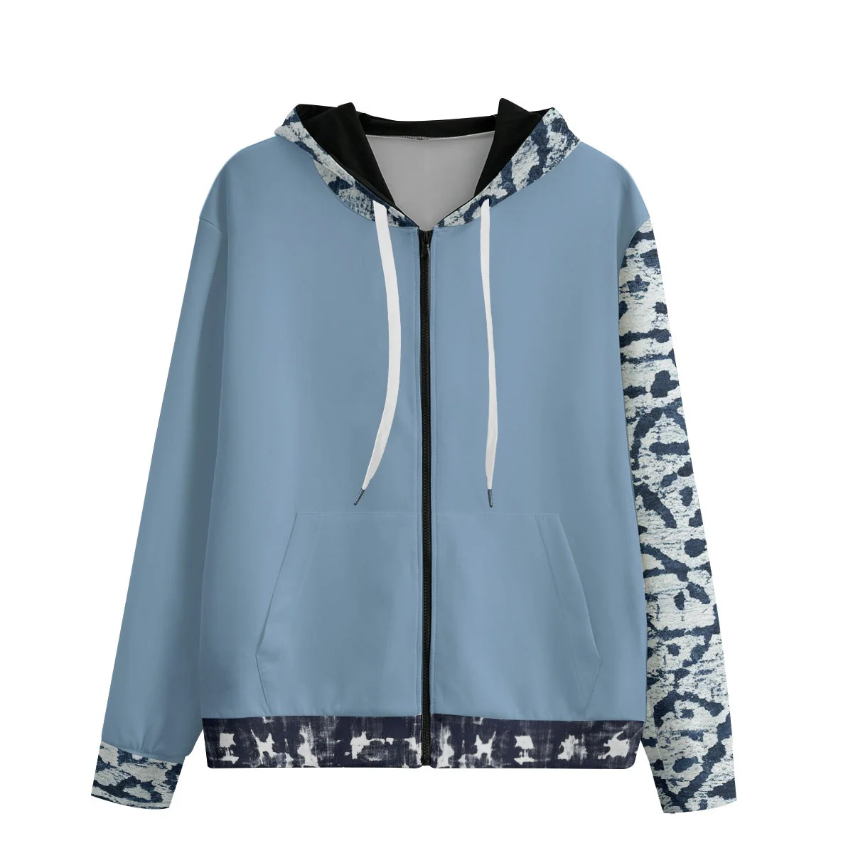 Shibori Hand Dye Print Cotton Unisex Hoodie - Image 3