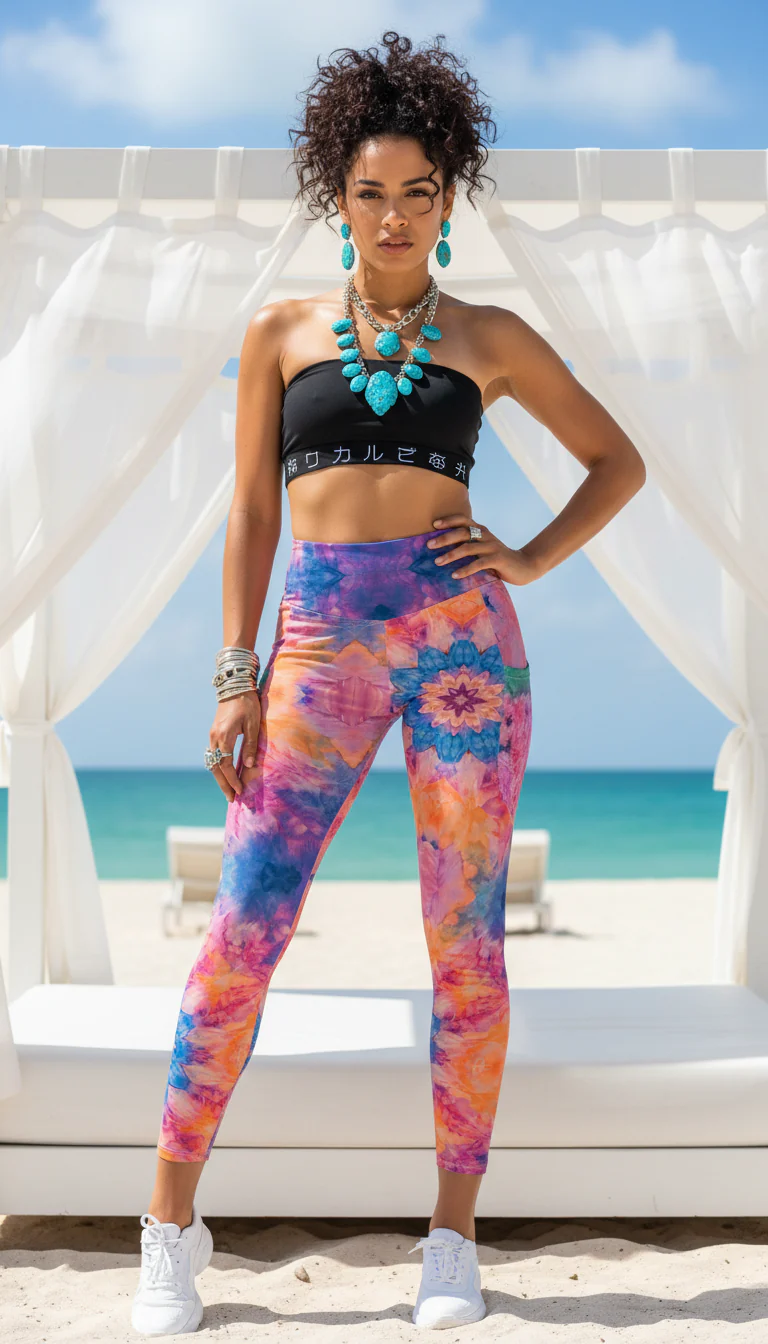 Shibori Quest Mixto Leggings with pockets - Image 3