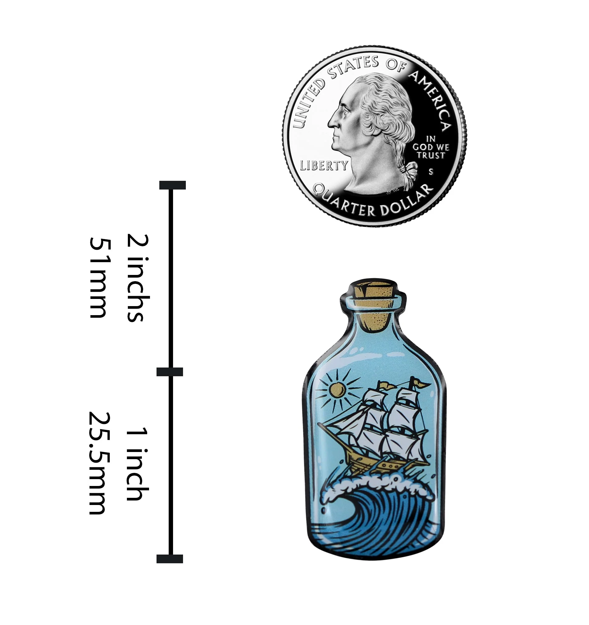Ship in a Bottle Enamel Pin - Sailing, Ocean, Nautical Lapel Pin - Image 3