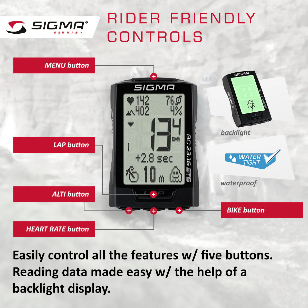 SIGMA Bicycle Computer - BC 23.16 STS, Digital Wireless - Image 5