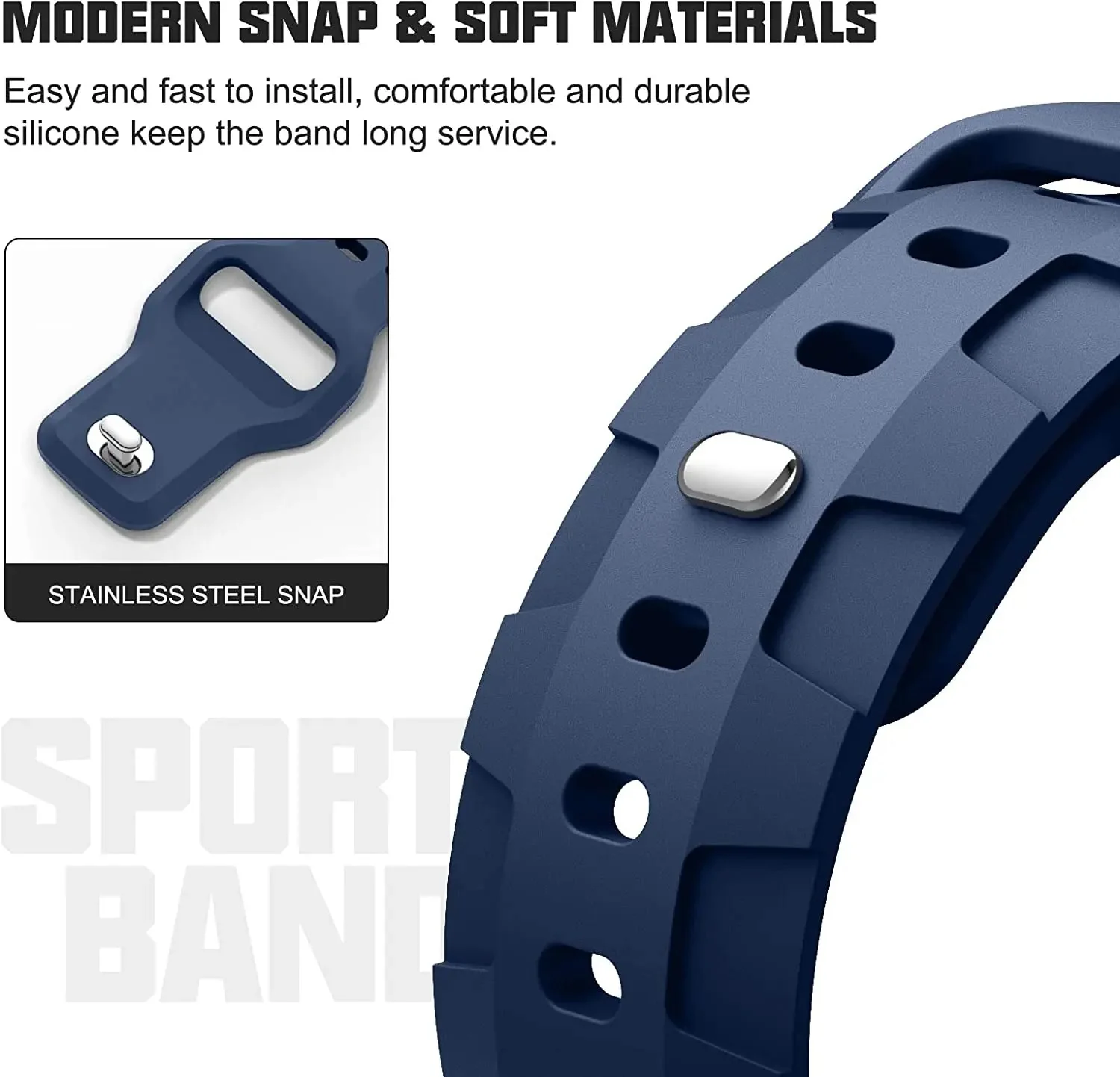 Silicone Band For Apple Watch Series 11/10/9/8/7/6/5/4/ SE / Ultra 1/2/3 - Image 2