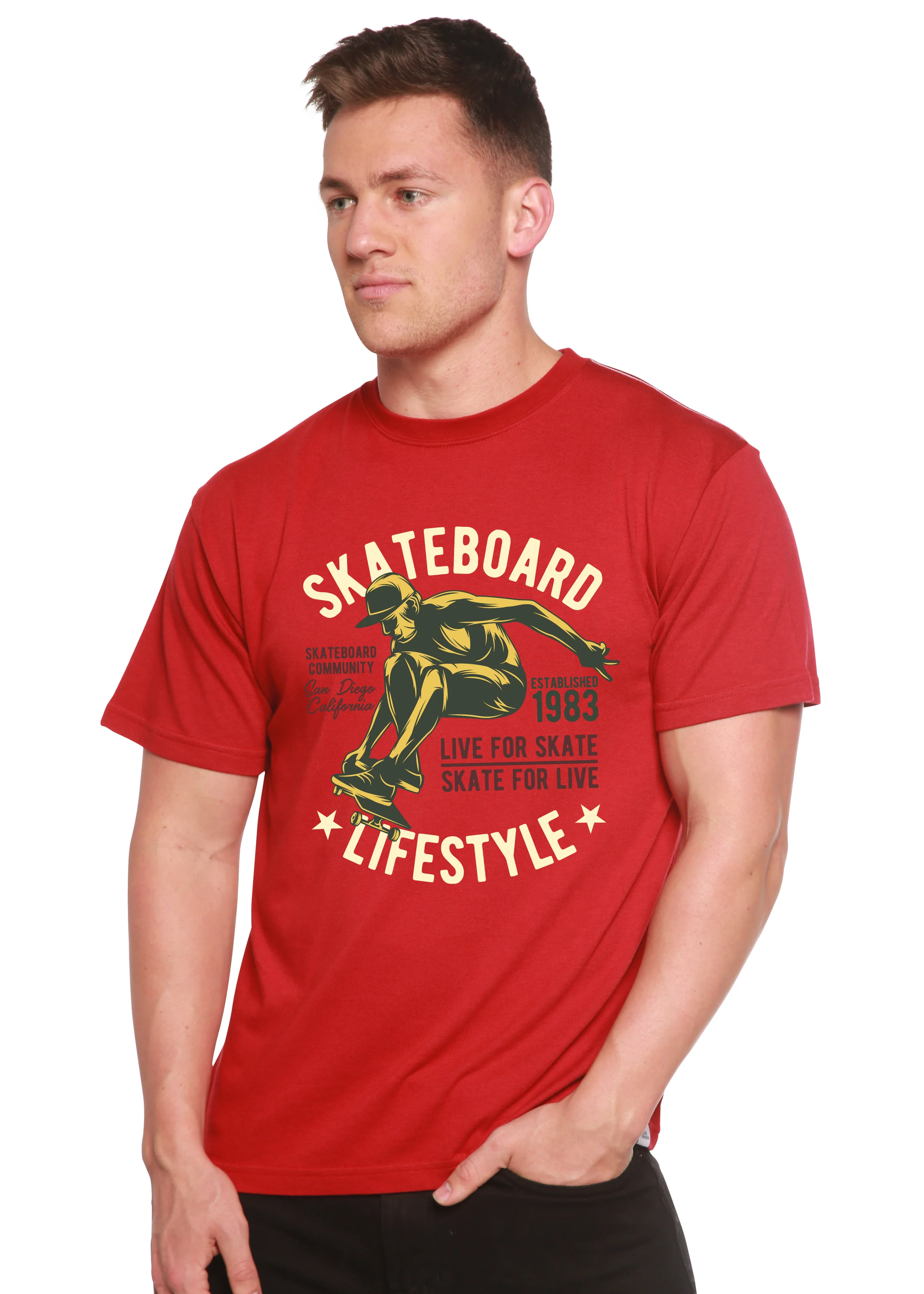 Skateboard Lifestyle Men's Bamboo Viscose/Organic Cotton Short Sleeve Graphic T-Shirt - Image 5