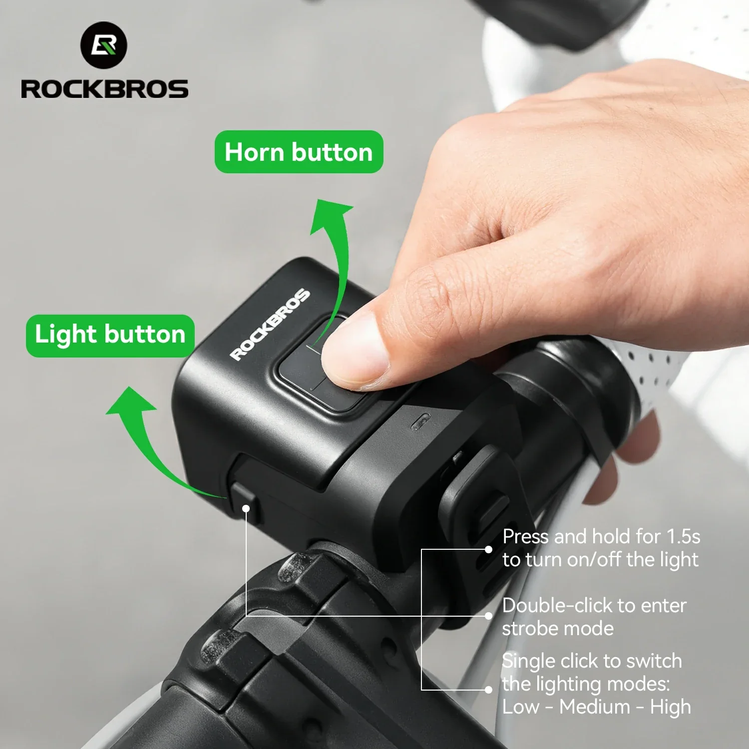 SKL01 Electric Bike Horn Front Light Horn and Light 2-in-1 450lm 2300mAh - Image 4