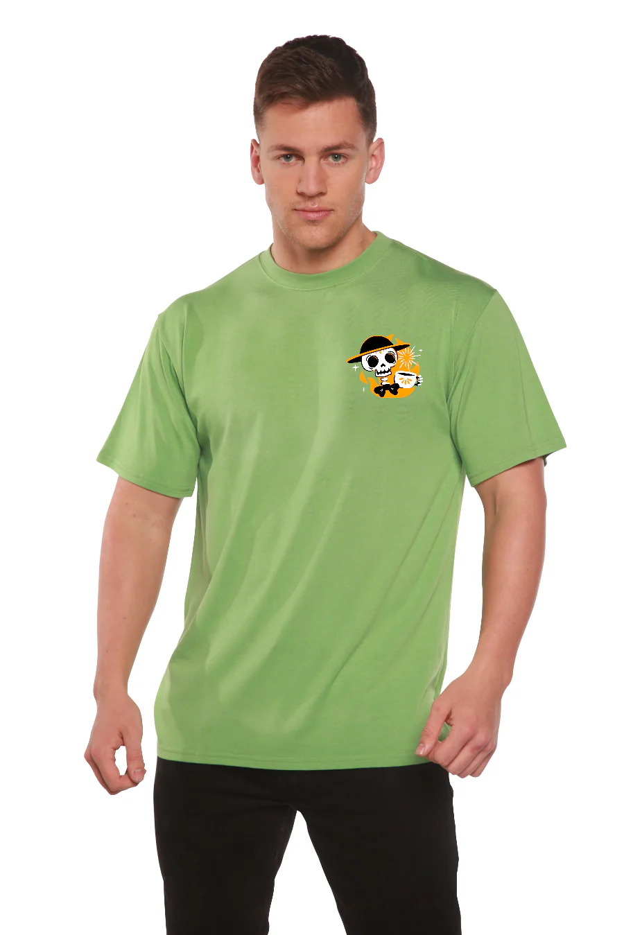 Skull with Coffee Bamboo Viscose/Organic Cotton Short Sleeve Printed T-Shirt - Image 3