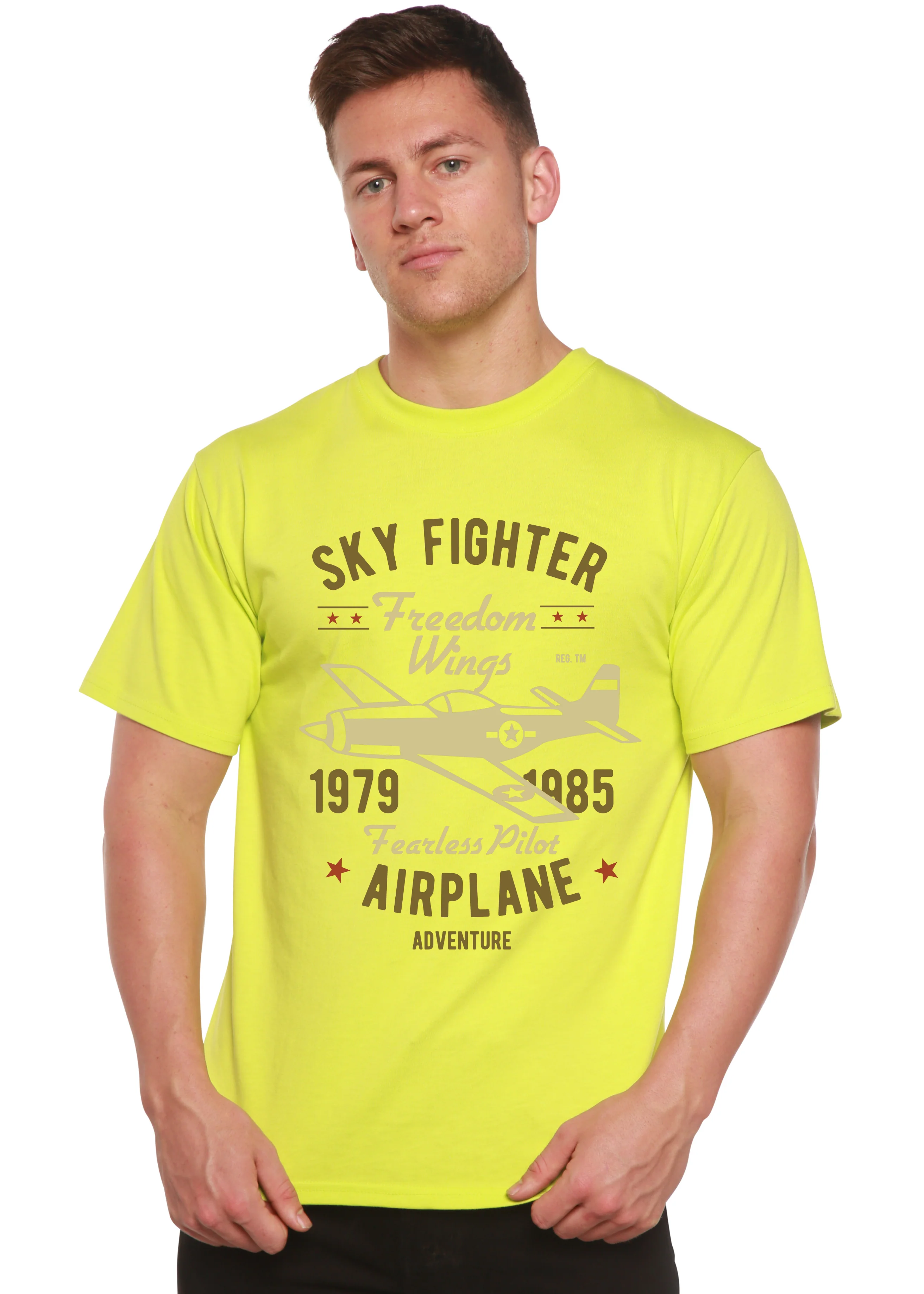 Sky Fighter Spun Bamboo® Men's Bamboo Viscose/Organic Cotton Short Sleeve Graphic T-Shirt - Image 9