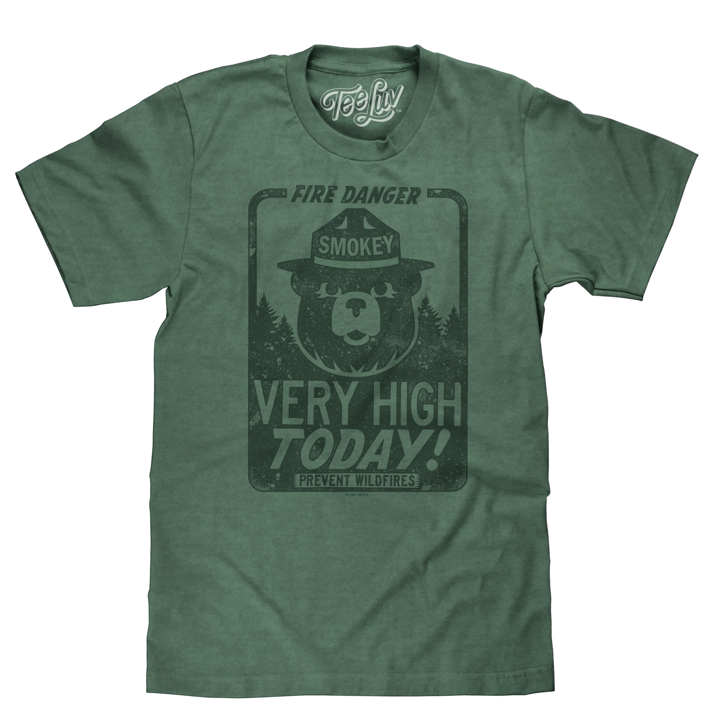 Smokey Bear "Fire Danger Very High Today" T-Shirt - Green