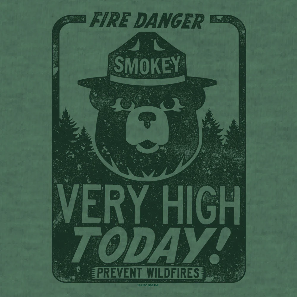 Smokey Bear "Fire Danger Very High Today" T-Shirt - Green - Image 2