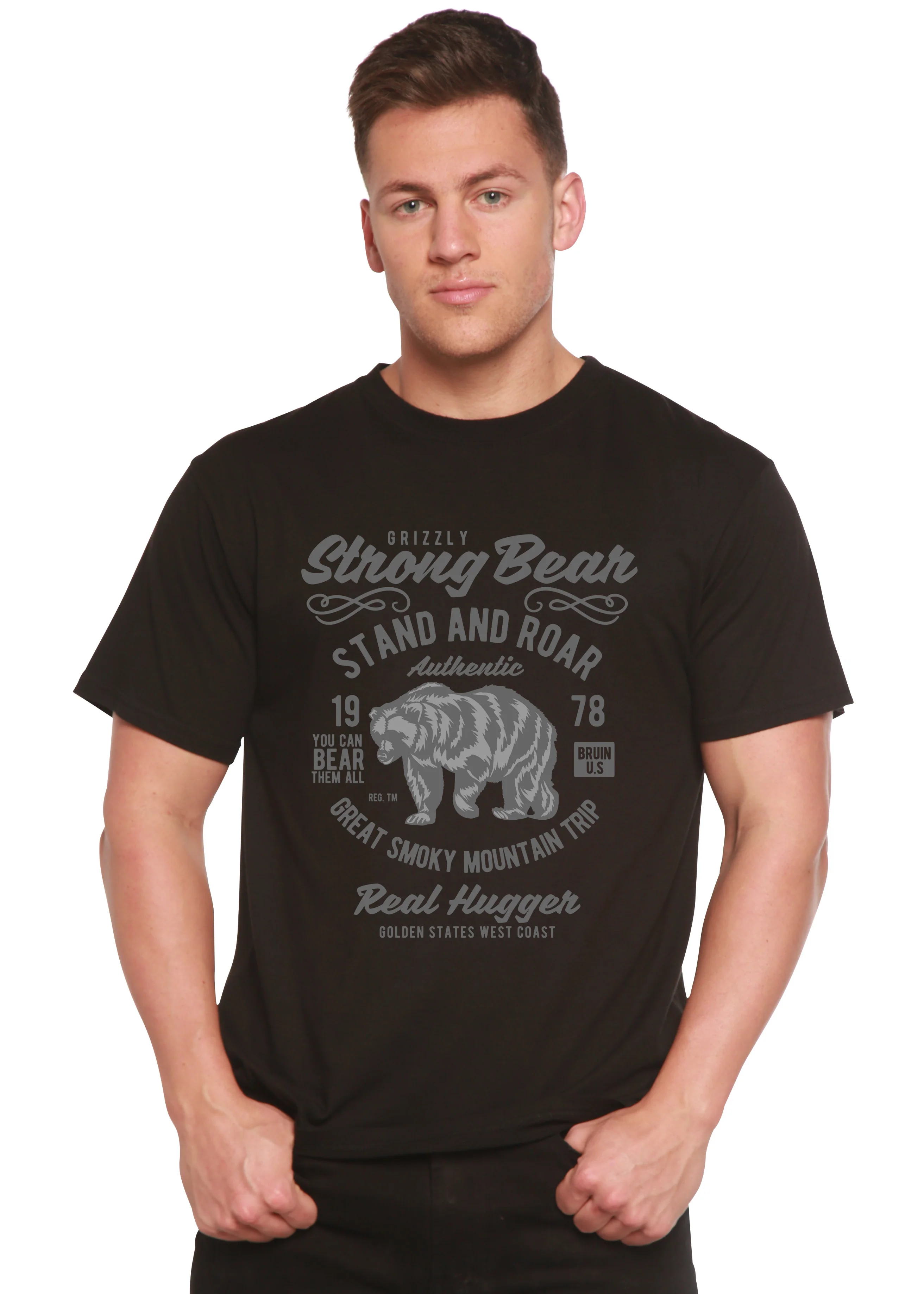 Strong Bear Spun Bamboo® Men's Bamboo Viscose/Organic Cotton Short Sleeve Graphic T-Shirt - Image 3