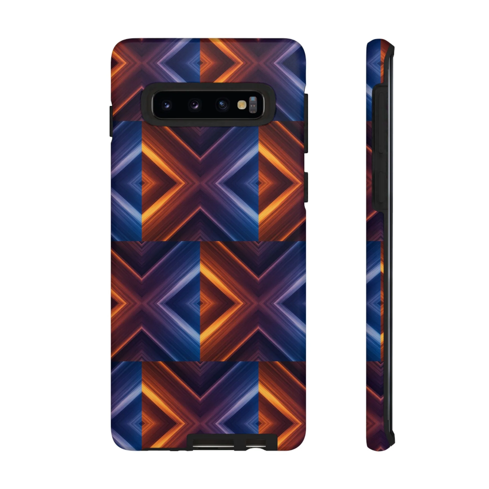 Stylish Tough Phone Case With Blue & Orange Abstract Design - Image 10