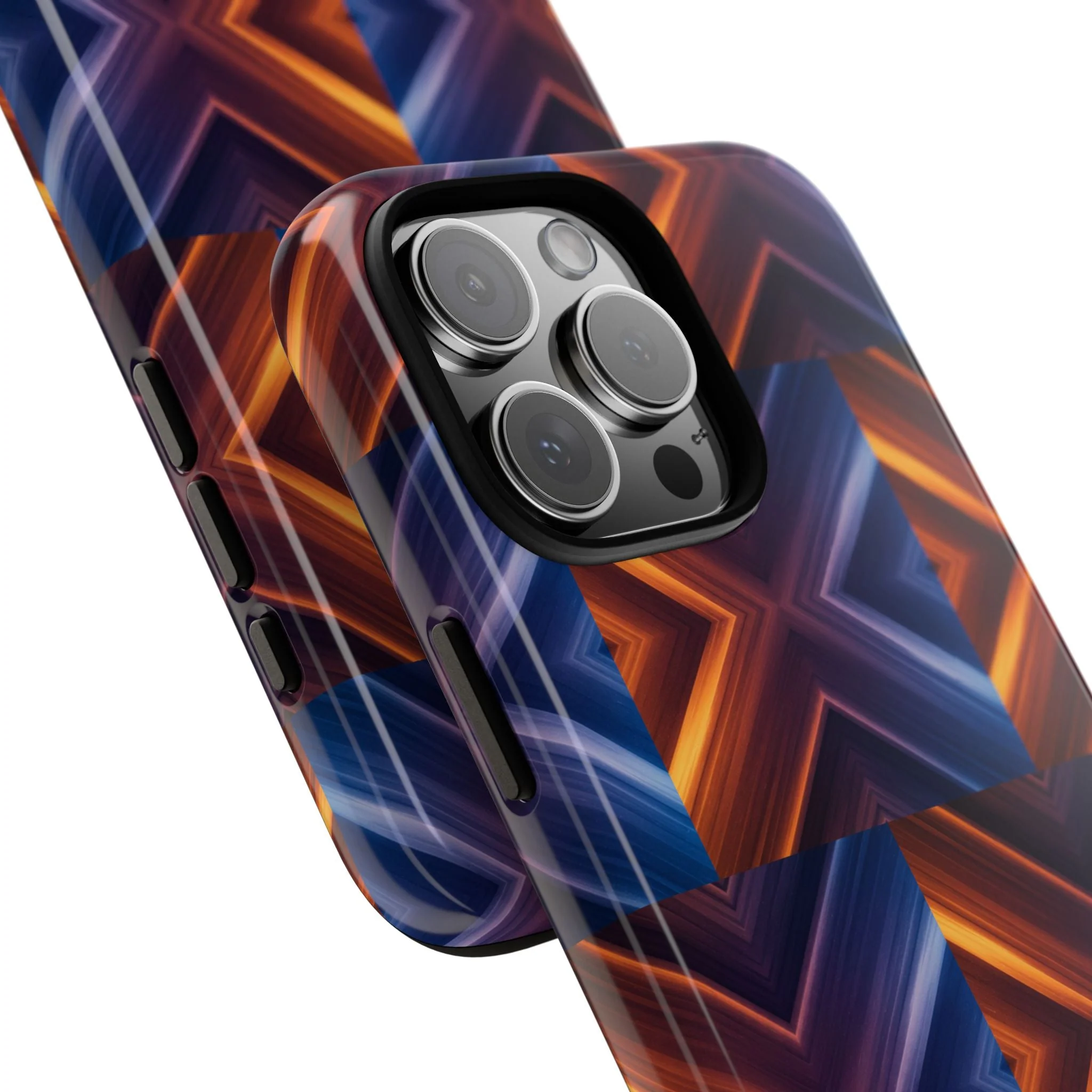 Stylish Tough Phone Case With Blue & Orange Abstract Design - Image 107