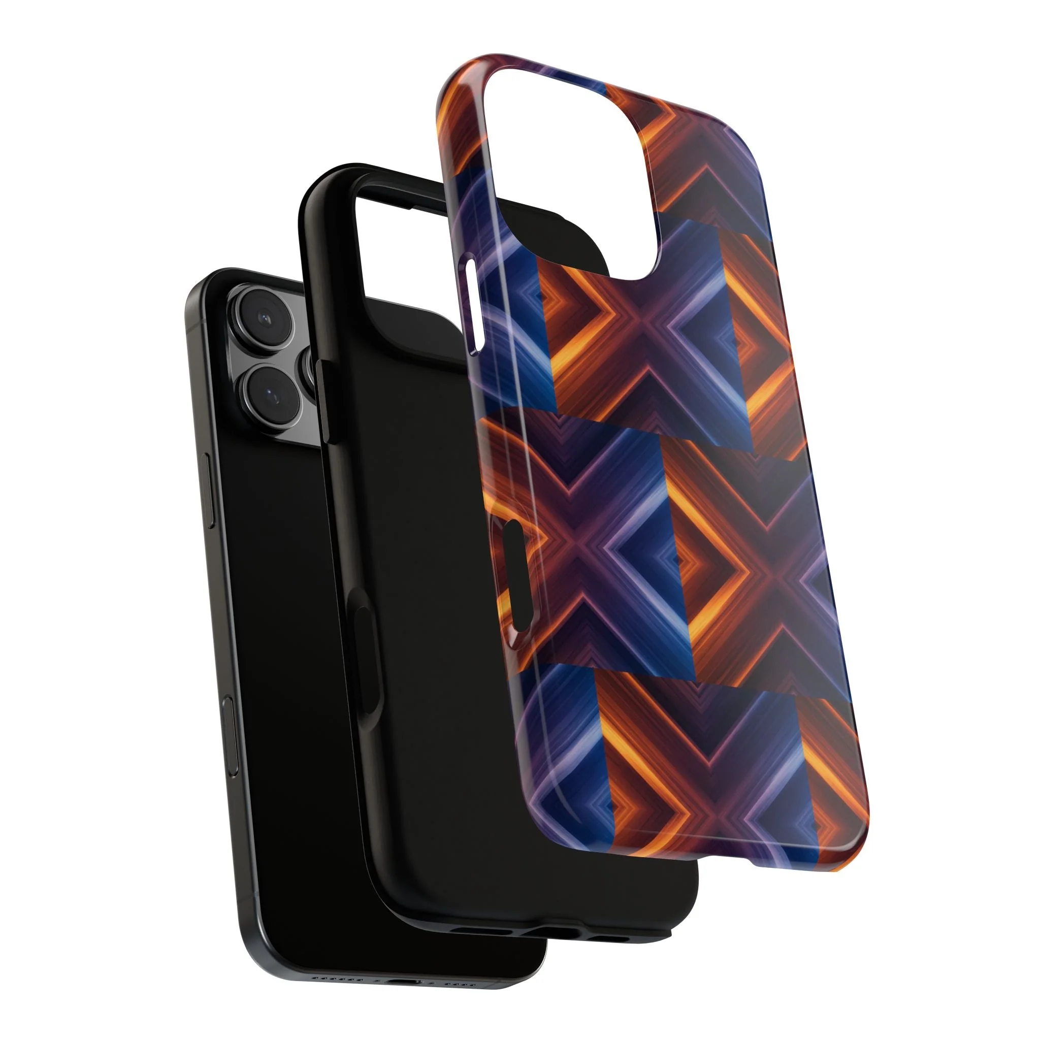 Stylish Tough Phone Case With Blue & Orange Abstract Design - Image 108