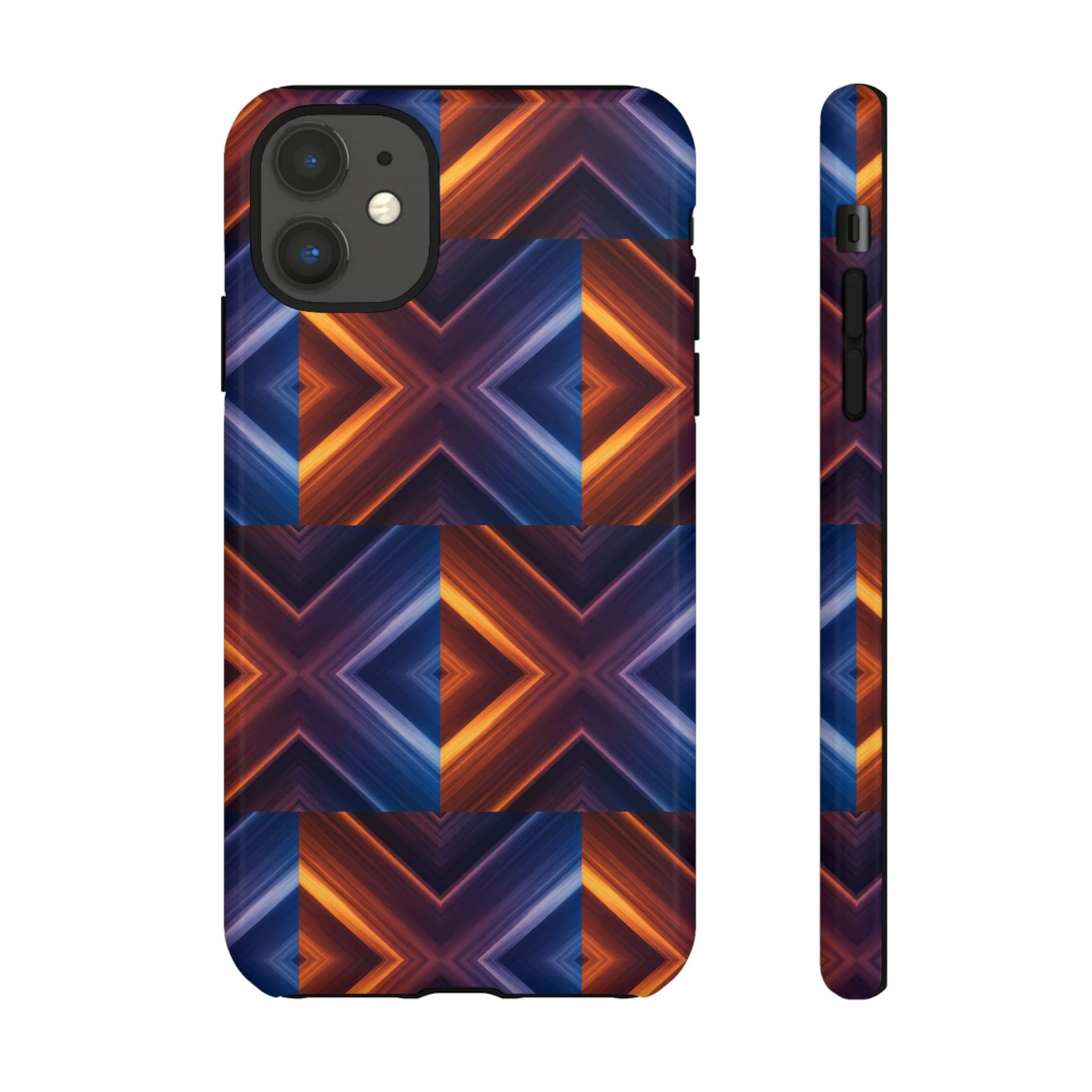 Stylish Tough Phone Case With Blue & Orange Abstract Design - Image 11