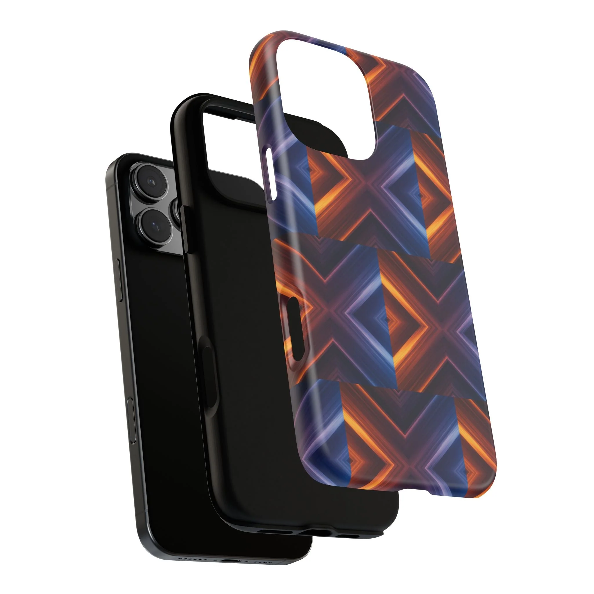 Stylish Tough Phone Case With Blue & Orange Abstract Design - Image 111