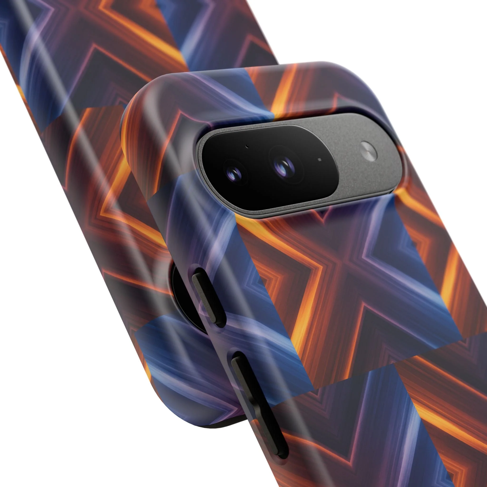 Stylish Tough Phone Case With Blue & Orange Abstract Design - Image 115