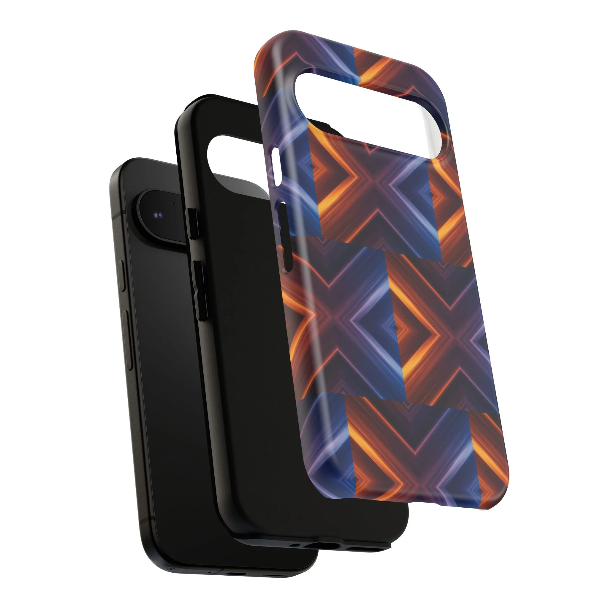 Stylish Tough Phone Case With Blue & Orange Abstract Design - Image 116