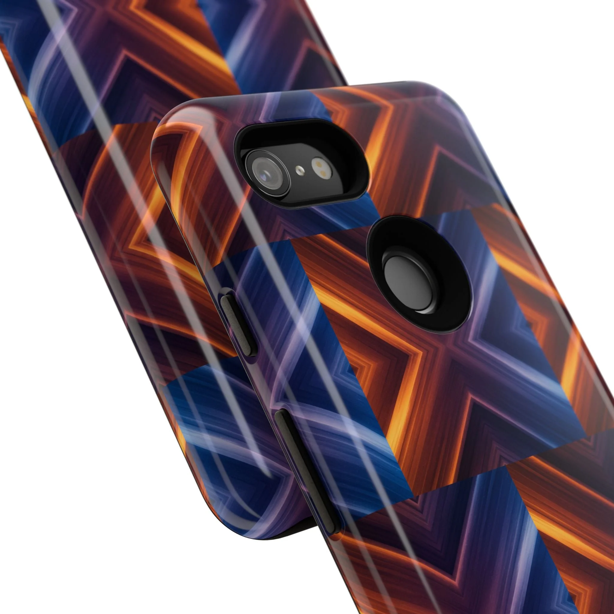 Stylish Tough Phone Case With Blue & Orange Abstract Design - Image 121