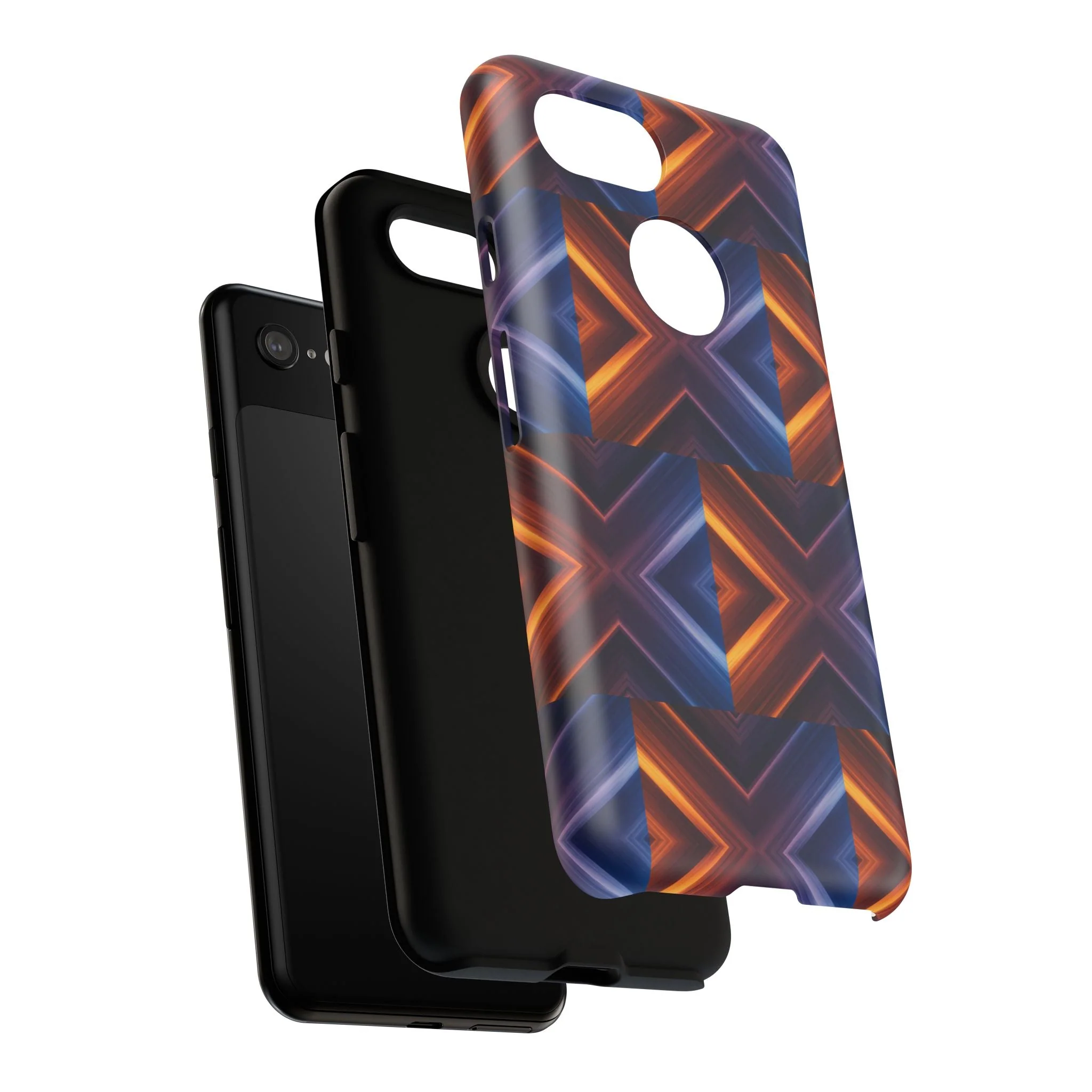 Stylish Tough Phone Case With Blue & Orange Abstract Design - Image 124