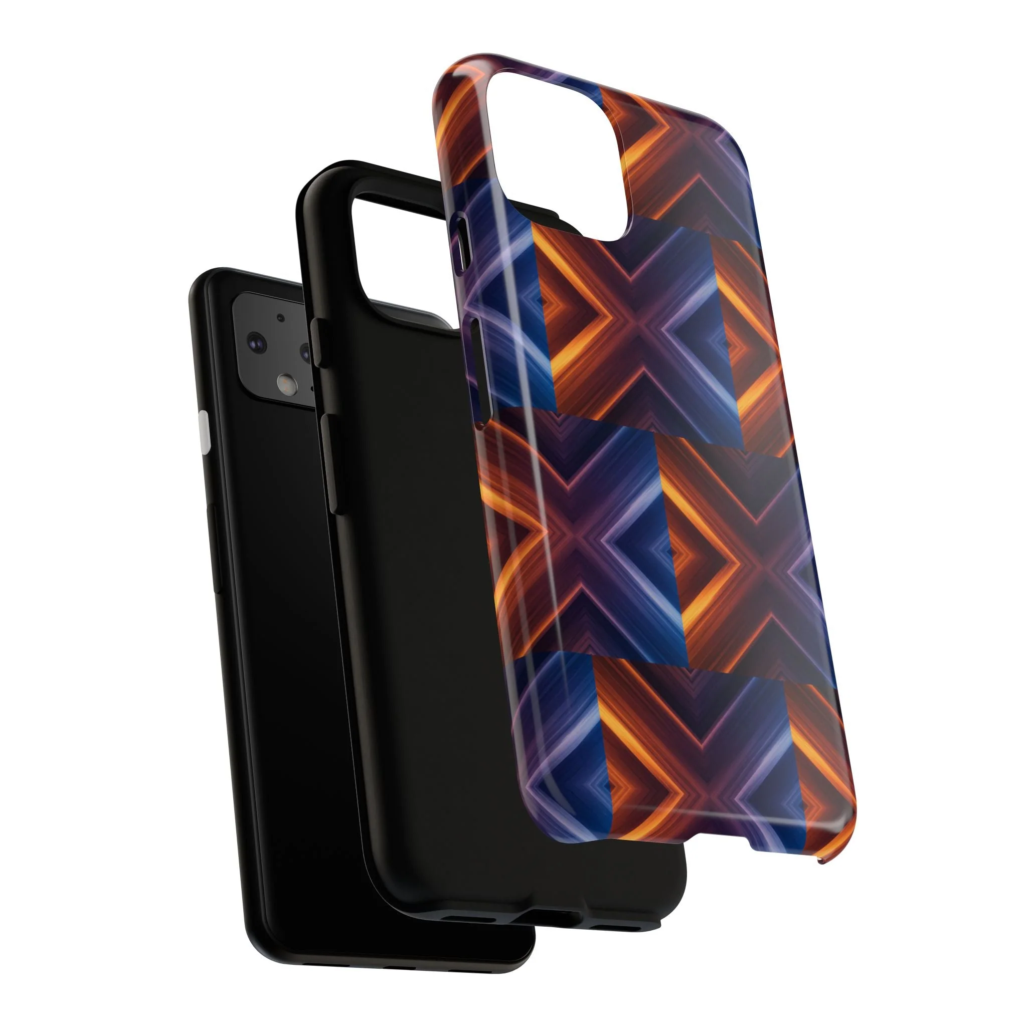 Stylish Tough Phone Case With Blue & Orange Abstract Design - Image 126
