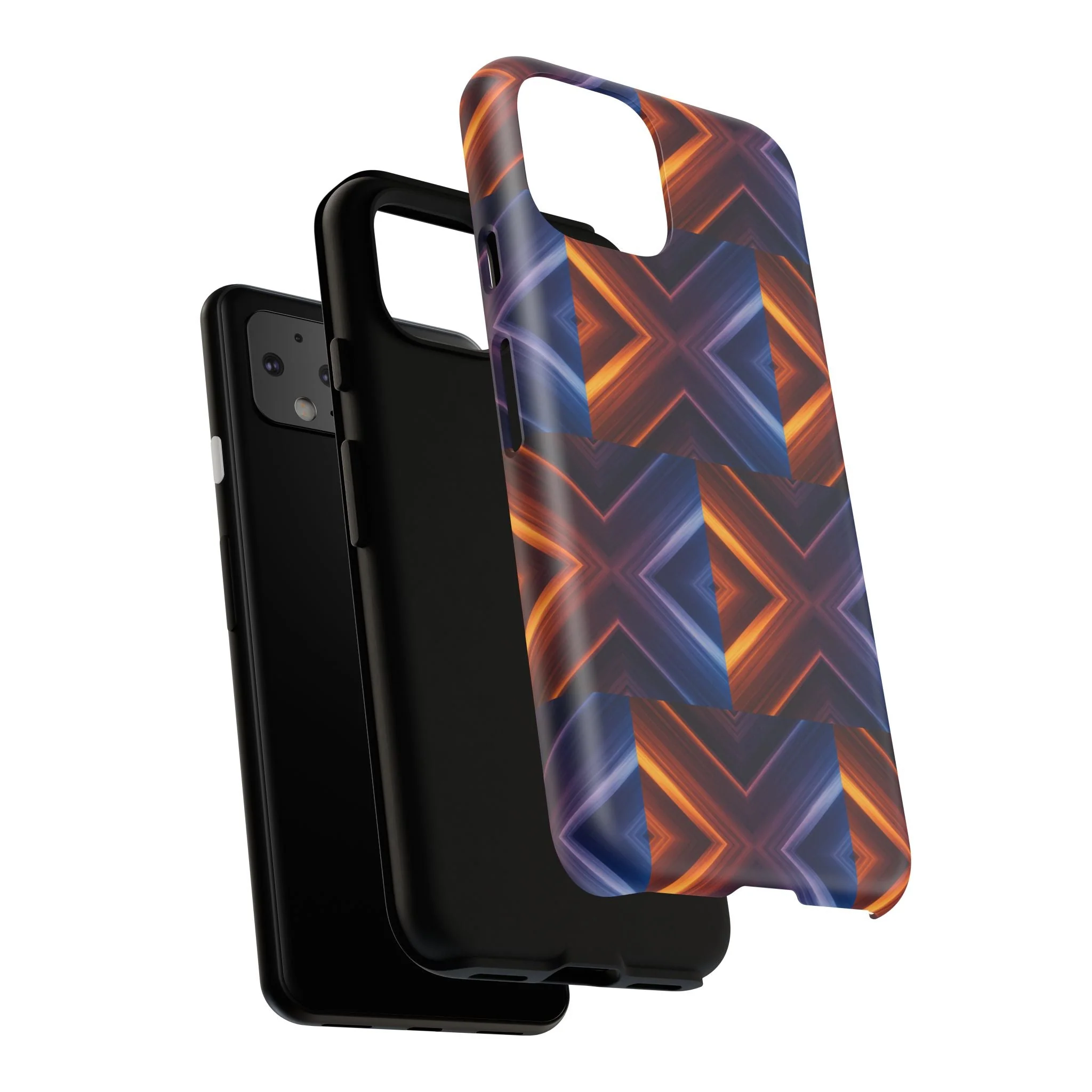Stylish Tough Phone Case With Blue & Orange Abstract Design - Image 128