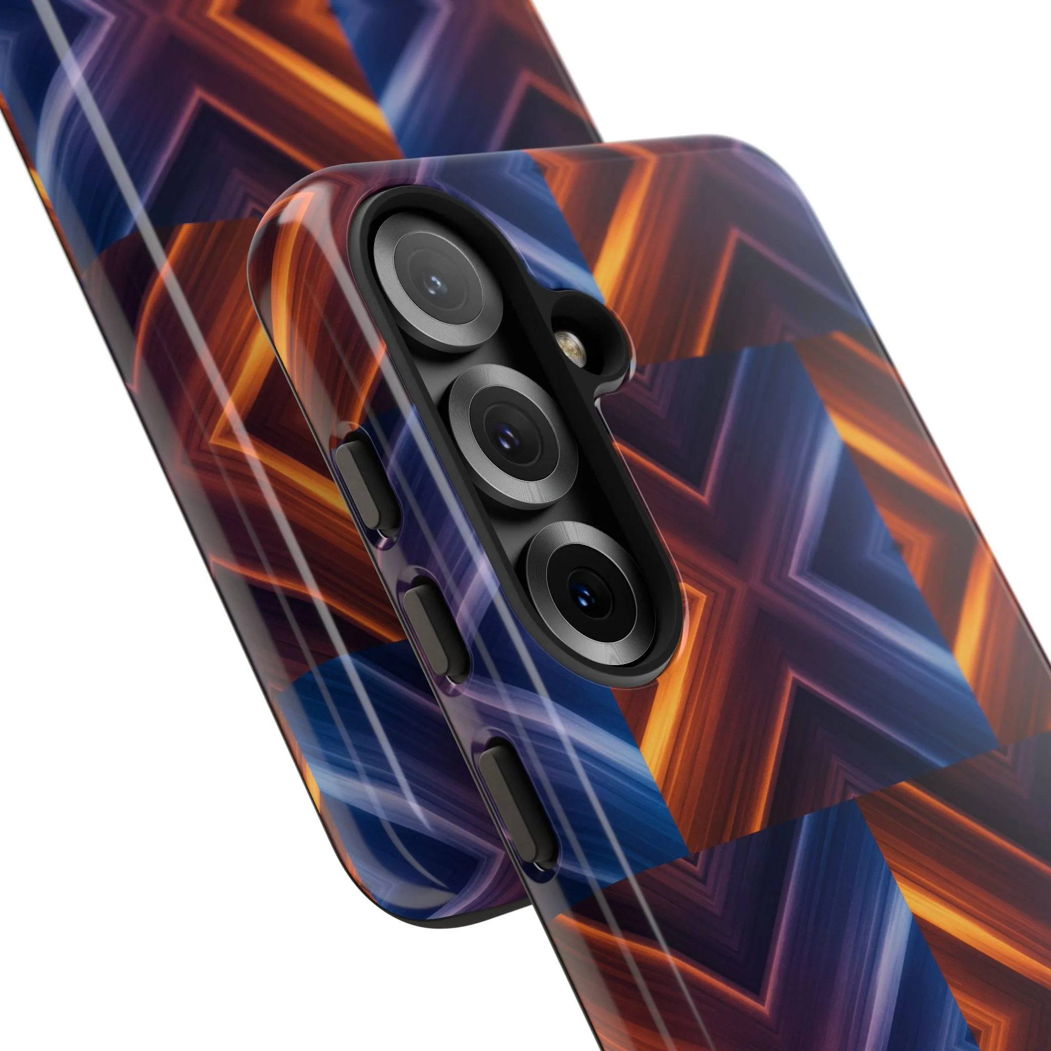 Stylish Tough Phone Case With Blue & Orange Abstract Design - Image 129