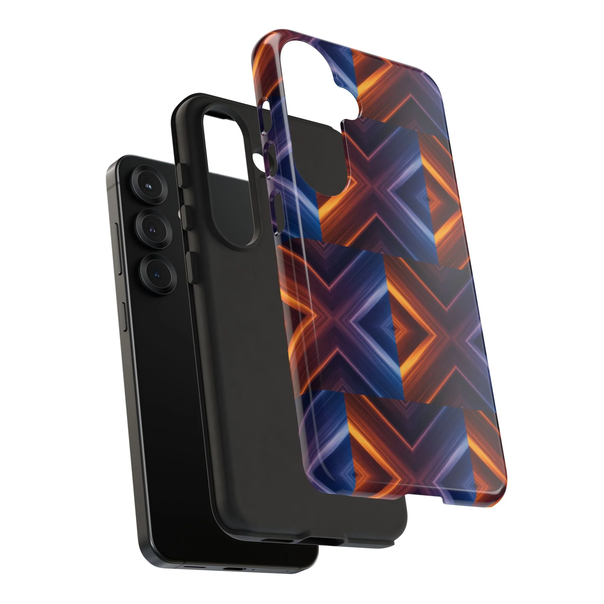 Stylish Tough Phone Case With Blue & Orange Abstract Design - Image 131