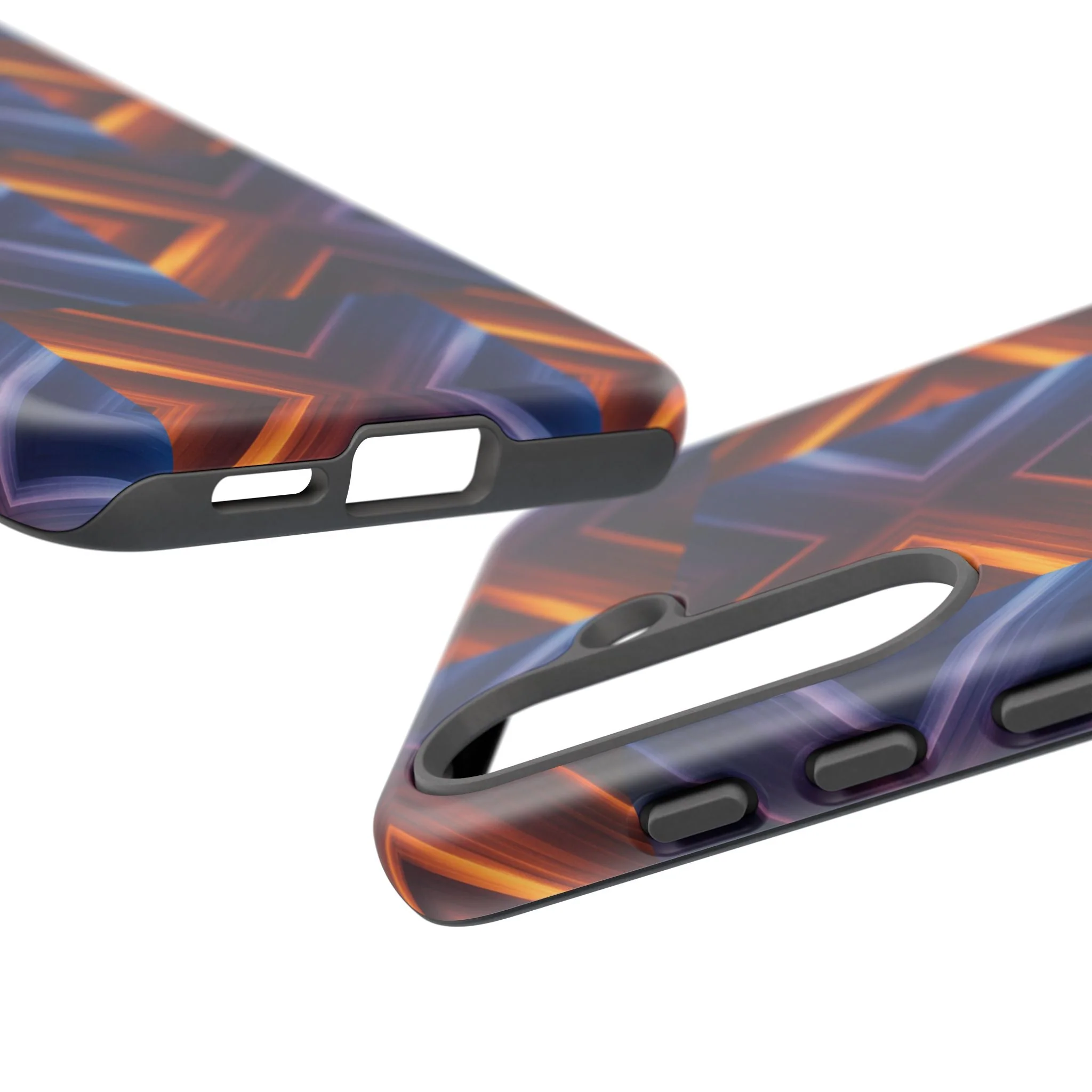 Stylish Tough Phone Case With Blue & Orange Abstract Design - Image 133