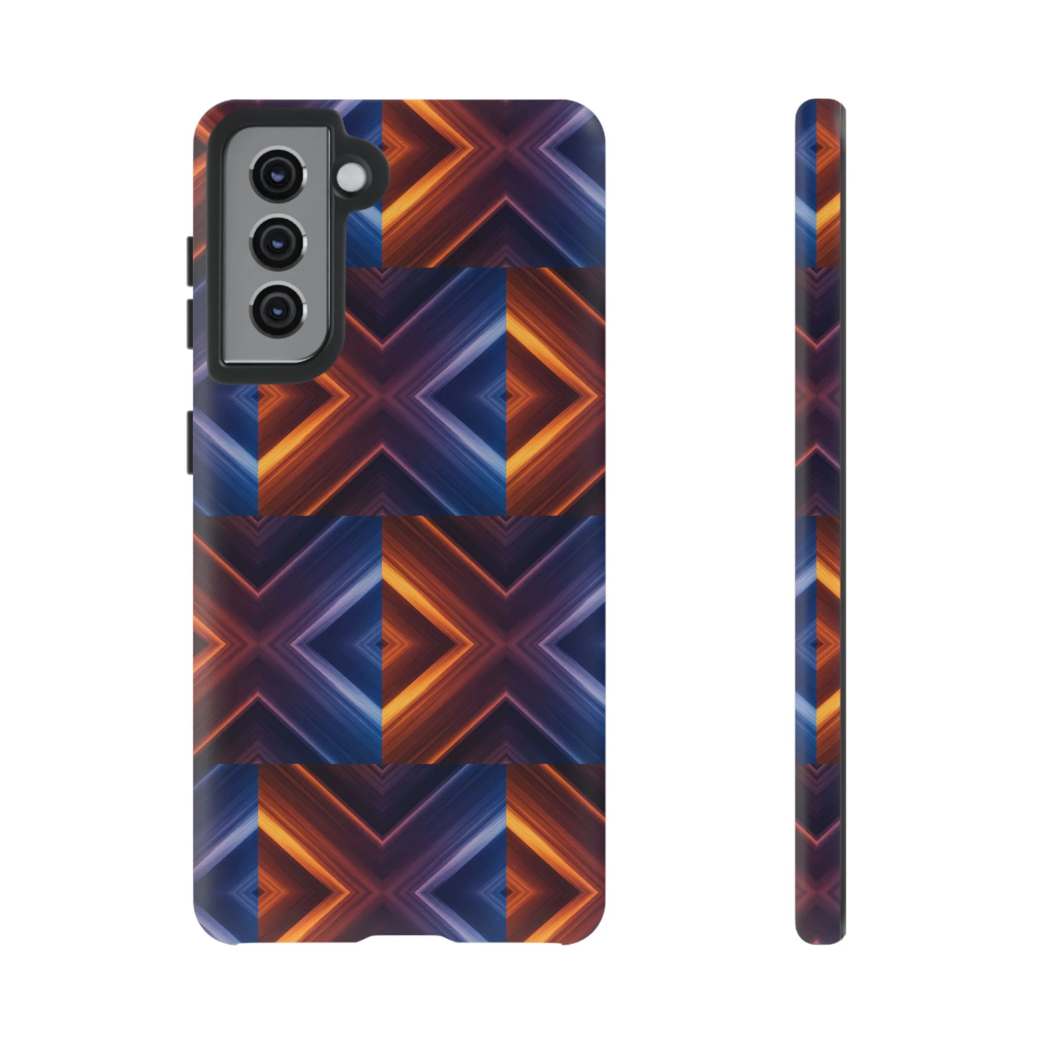 Stylish Tough Phone Case With Blue & Orange Abstract Design - Image 20