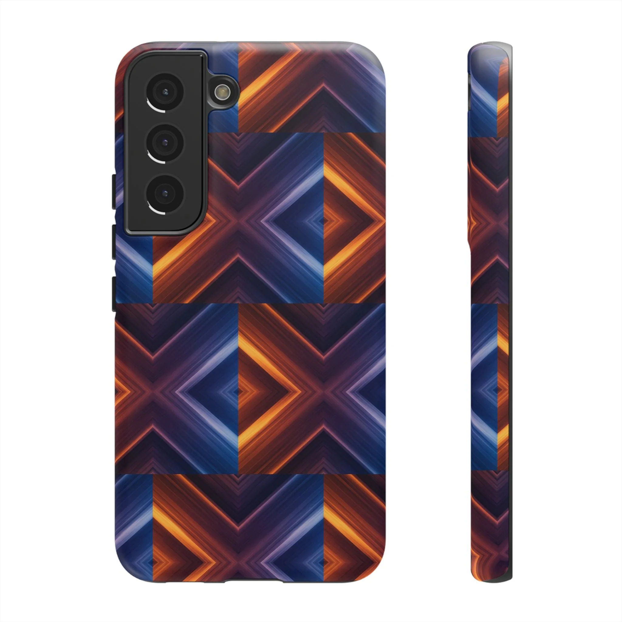 Stylish Tough Phone Case With Blue & Orange Abstract Design - Image 24