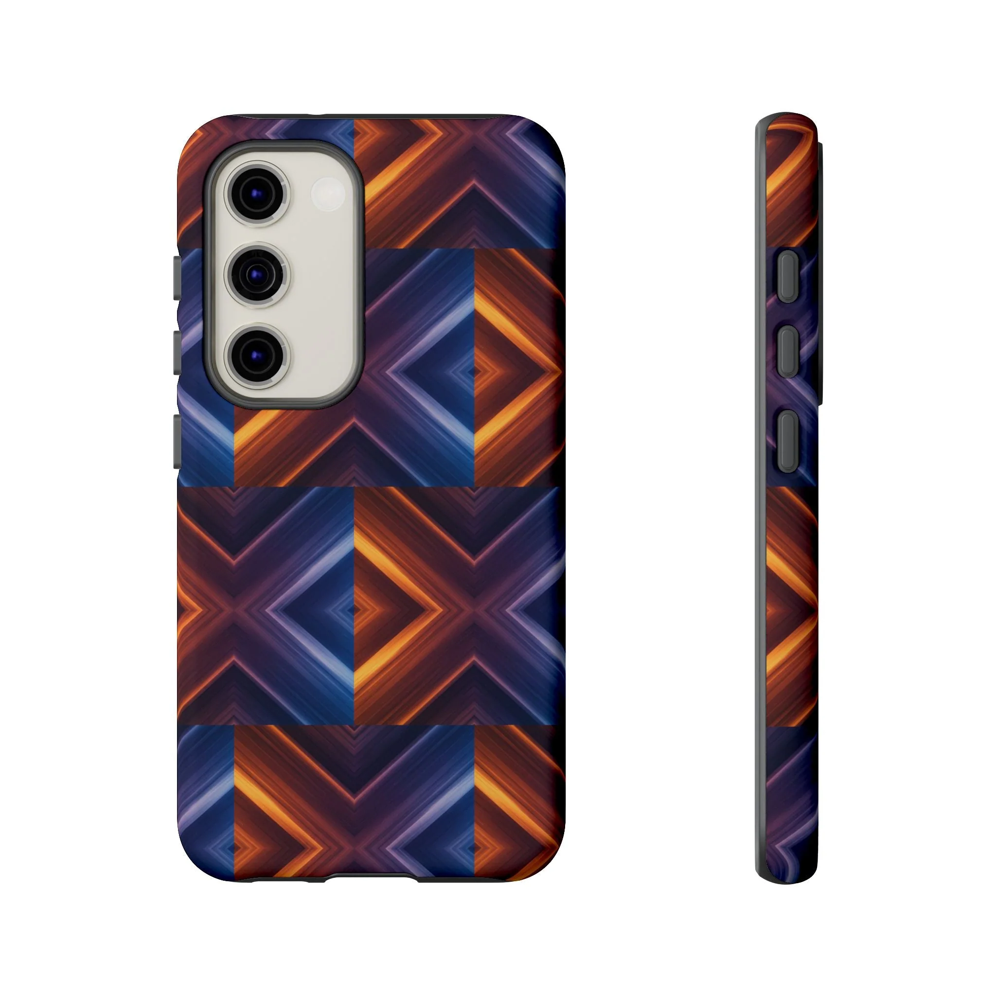 Stylish Tough Phone Case With Blue & Orange Abstract Design - Image 28
