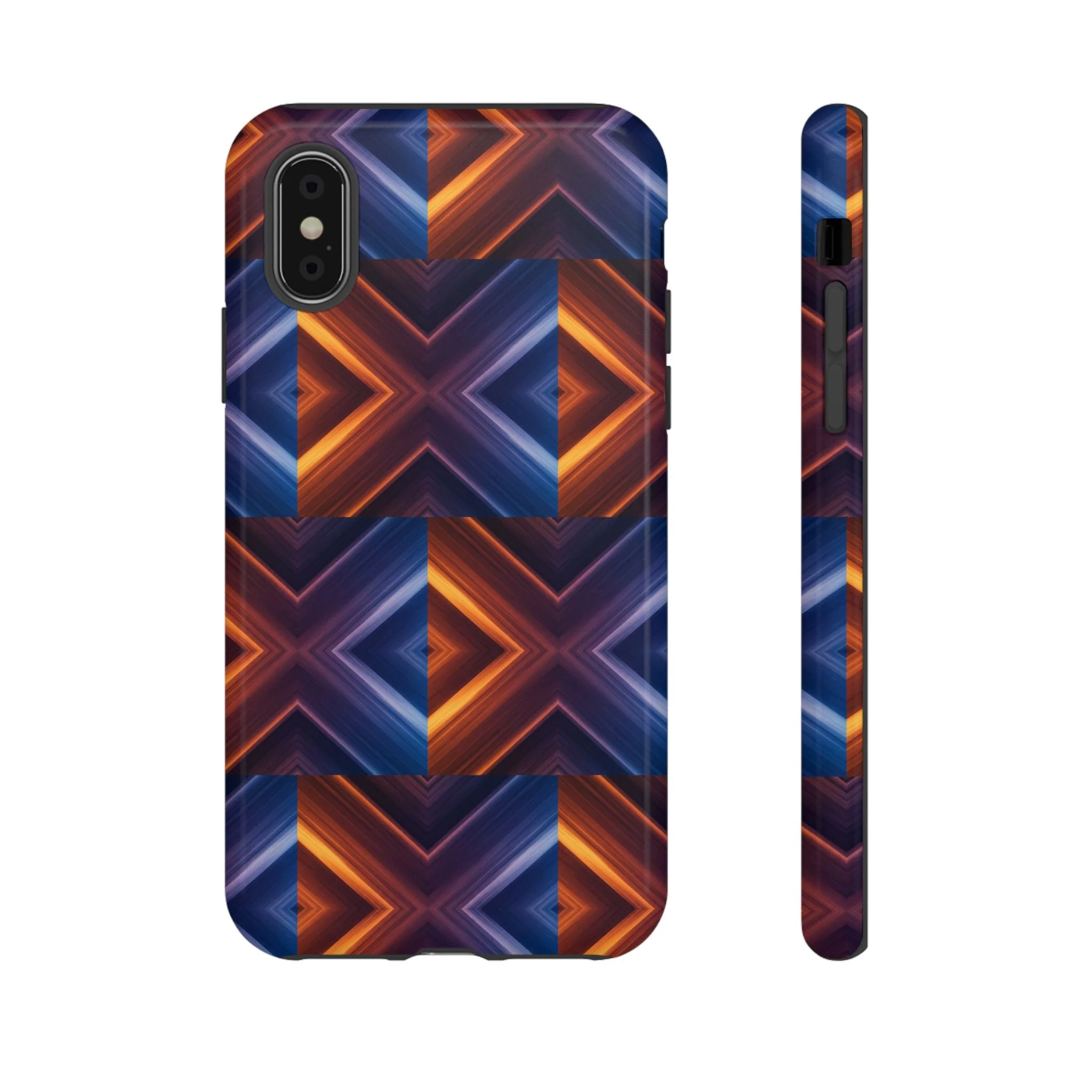 Stylish Tough Phone Case With Blue & Orange Abstract Design - Image 3