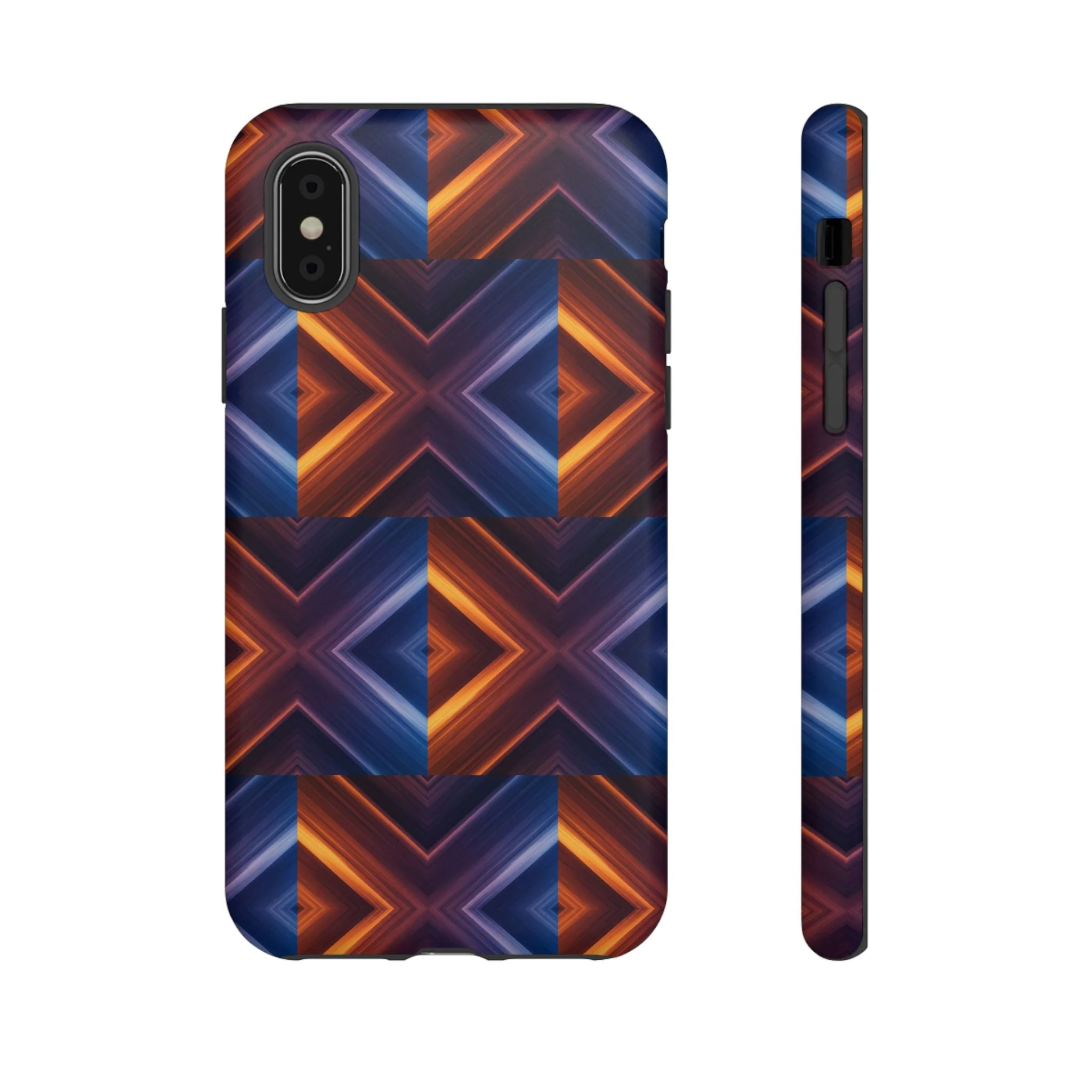 Stylish Tough Phone Case With Blue & Orange Abstract Design - Image 4