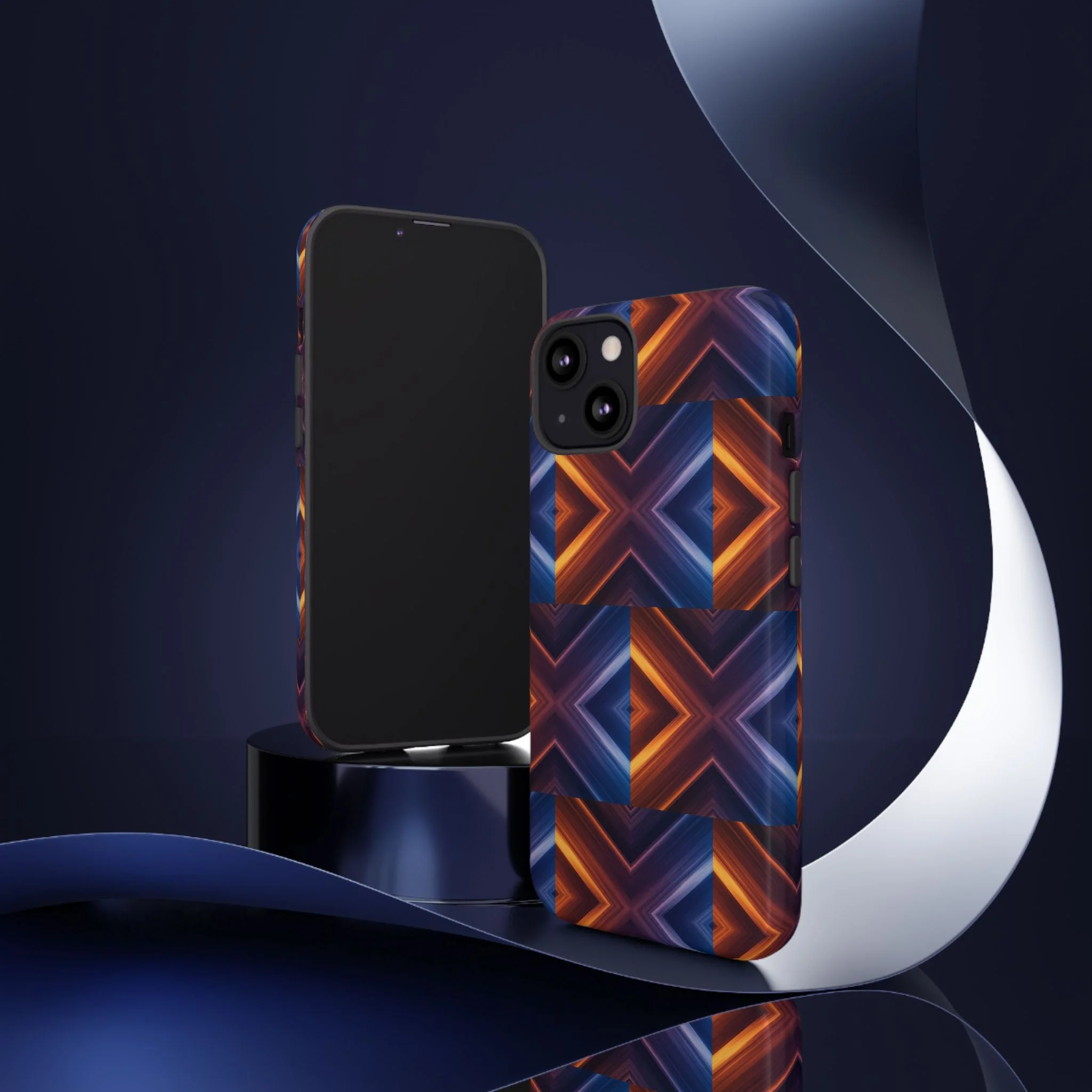 Stylish Tough Phone Case With Blue & Orange Abstract Design - Image 53