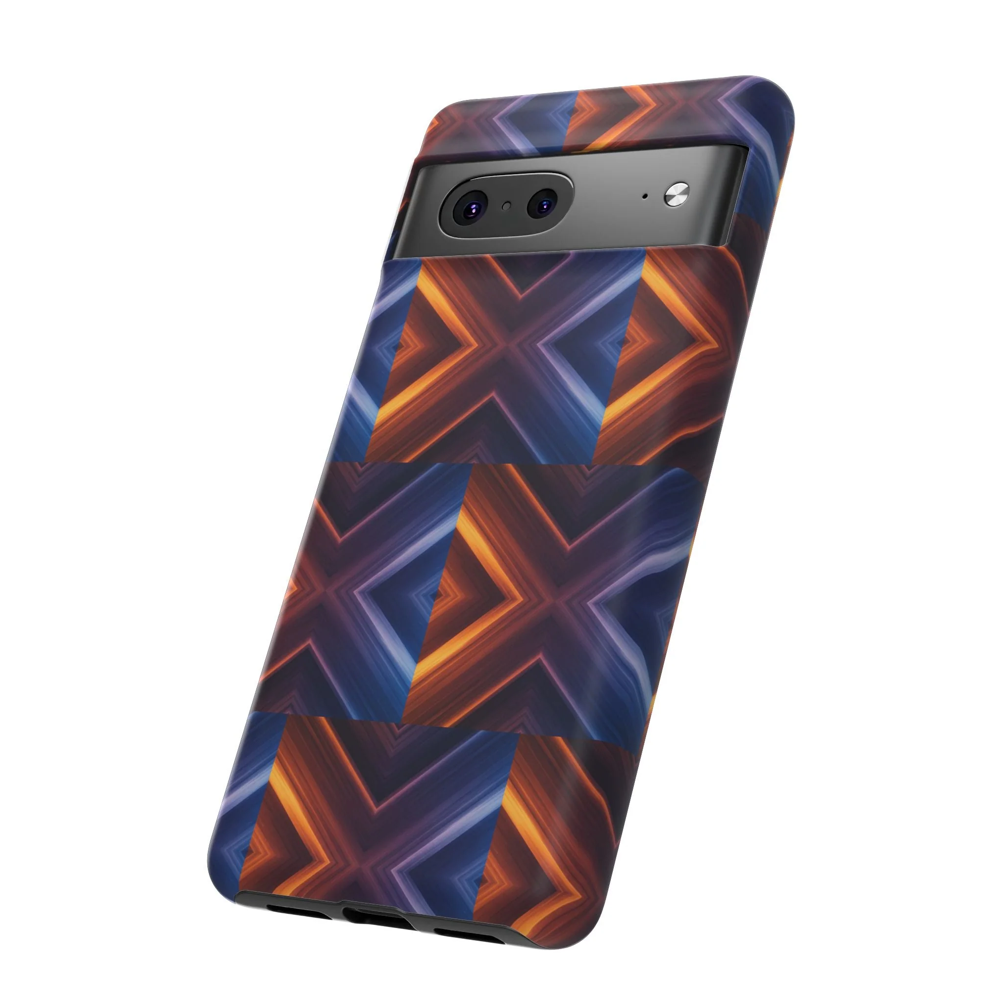 Stylish Tough Phone Case With Blue & Orange Abstract Design - Image 76