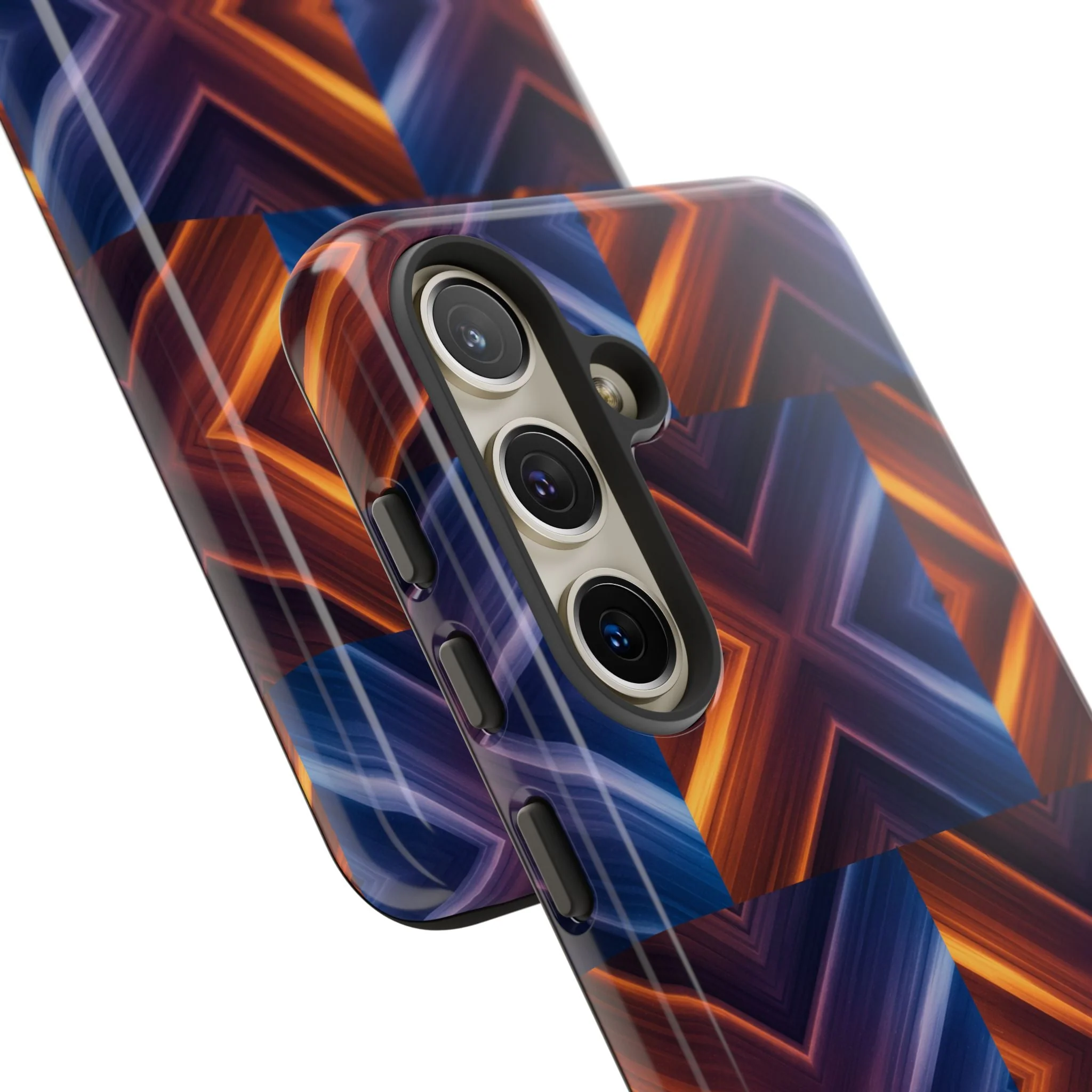 Stylish Tough Phone Case With Blue & Orange Abstract Design - Image 83