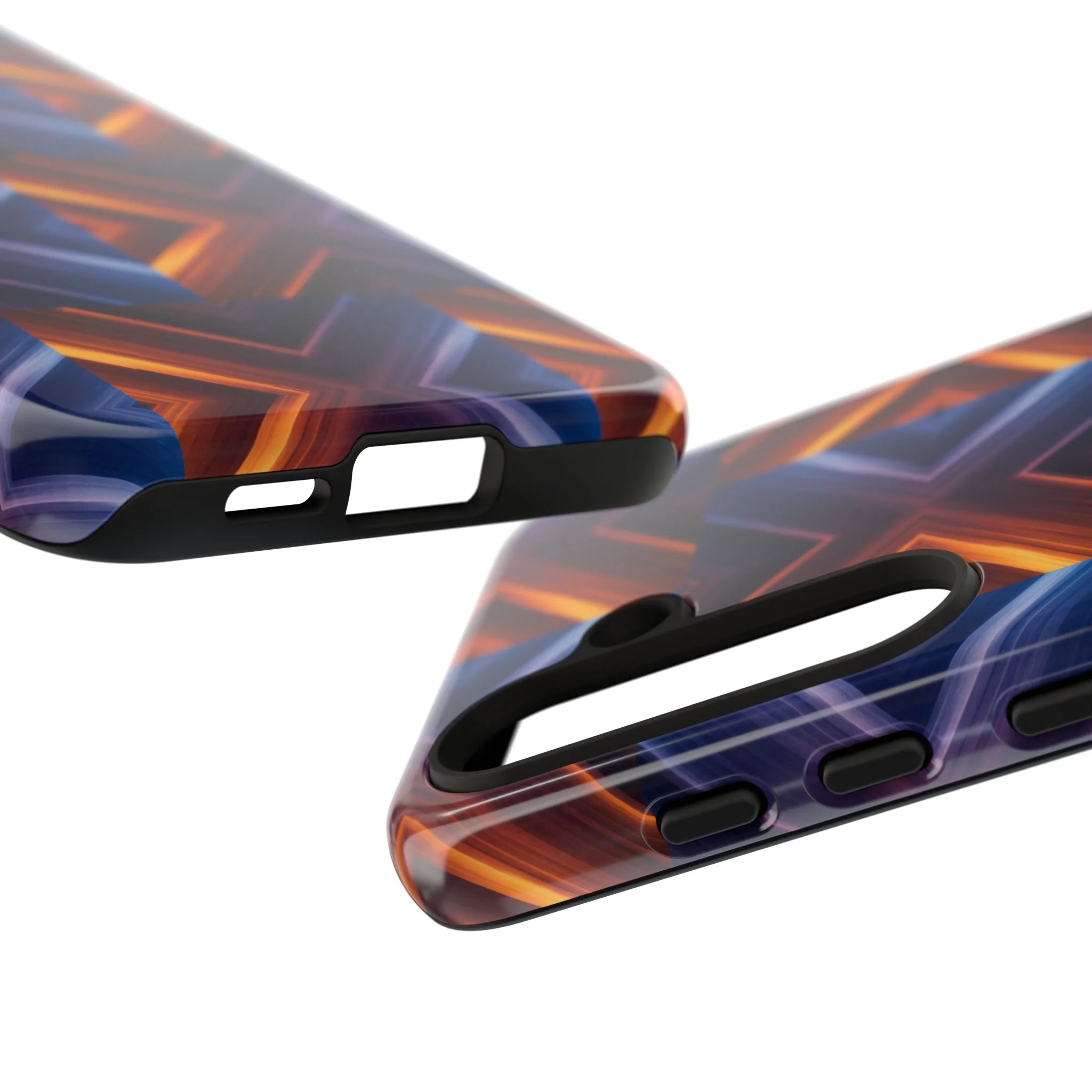 Stylish Tough Phone Case With Blue & Orange Abstract Design - Image 84