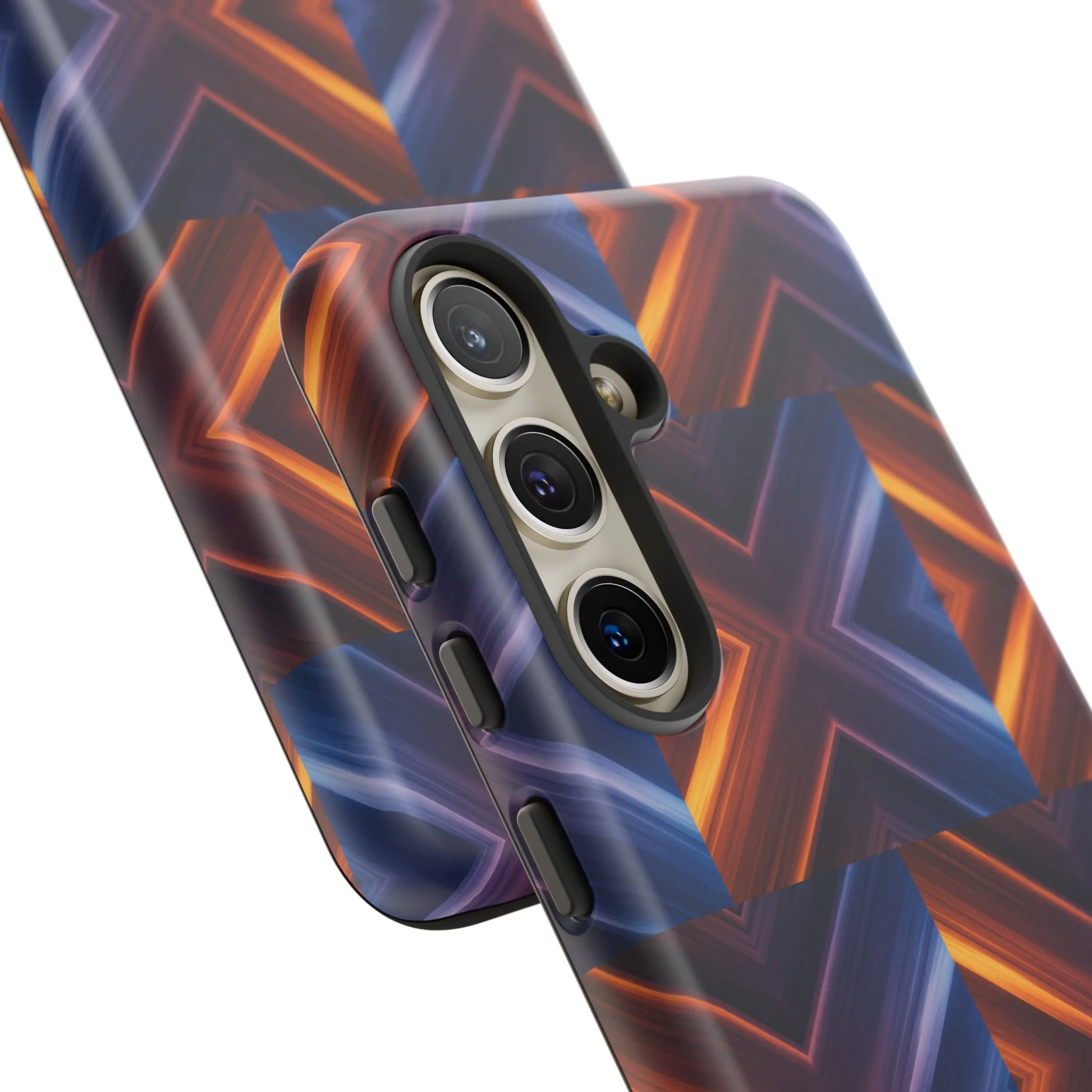 Stylish Tough Phone Case With Blue & Orange Abstract Design - Image 86