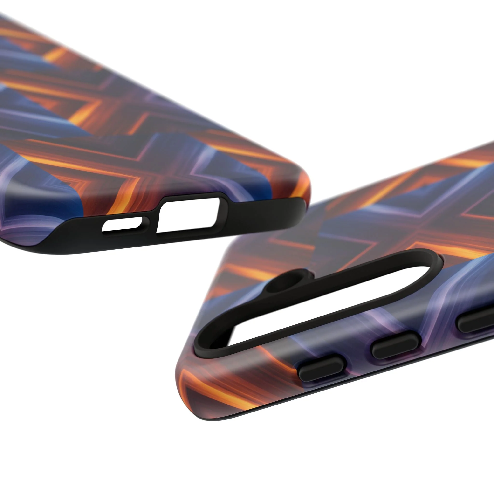 Stylish Tough Phone Case With Blue & Orange Abstract Design - Image 87