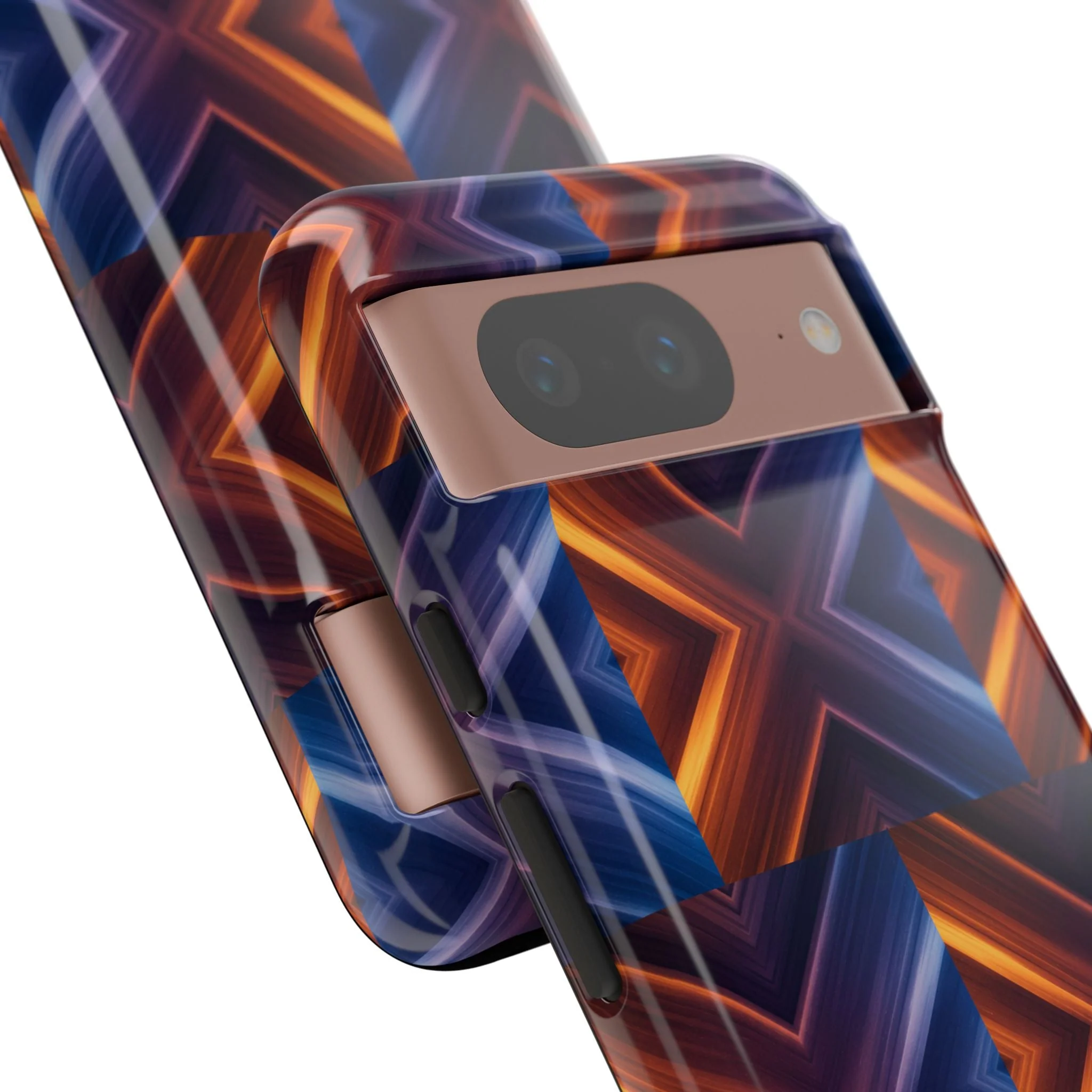 Stylish Tough Phone Case With Blue & Orange Abstract Design - Image 89