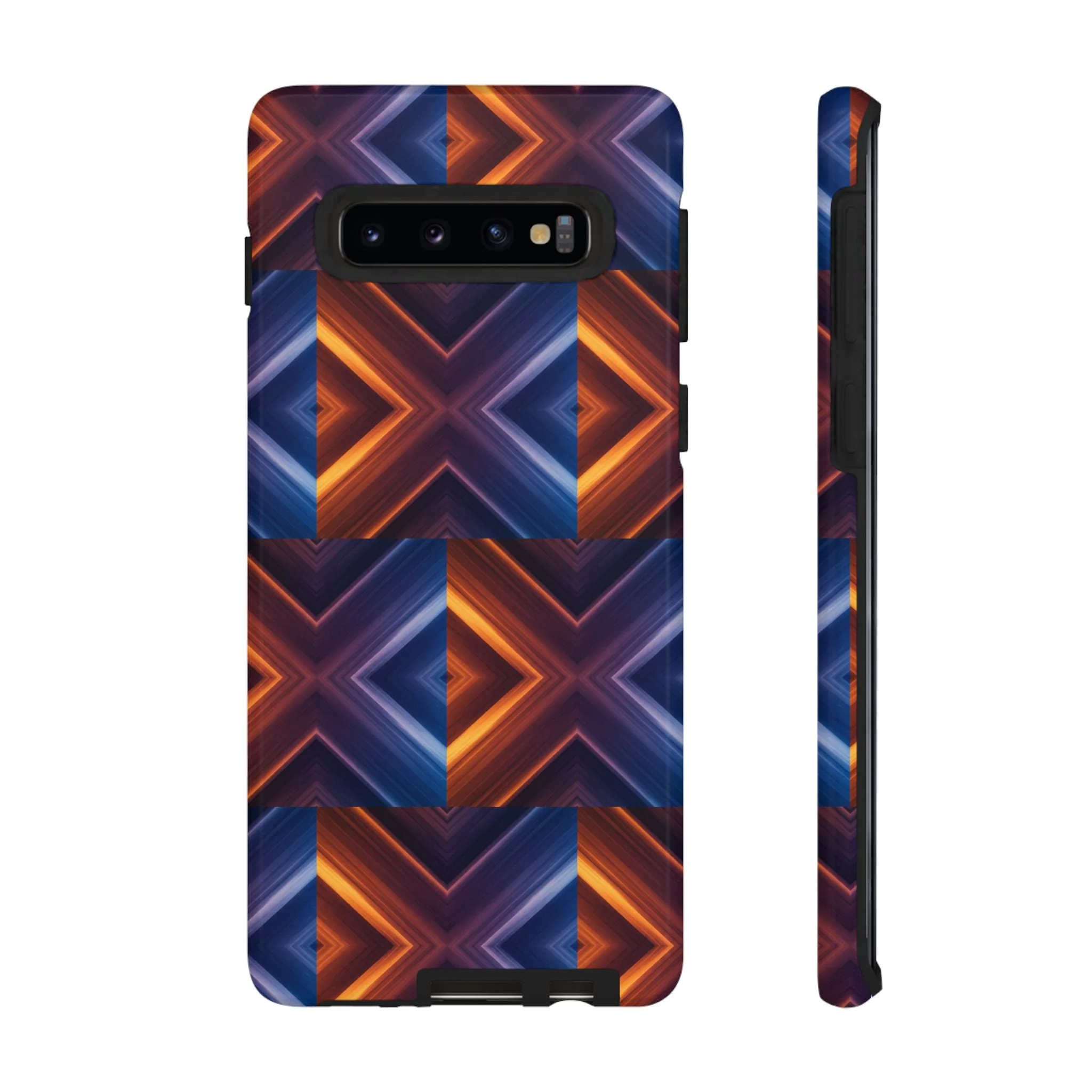 Stylish Tough Phone Case With Blue & Orange Abstract Design - Image 9