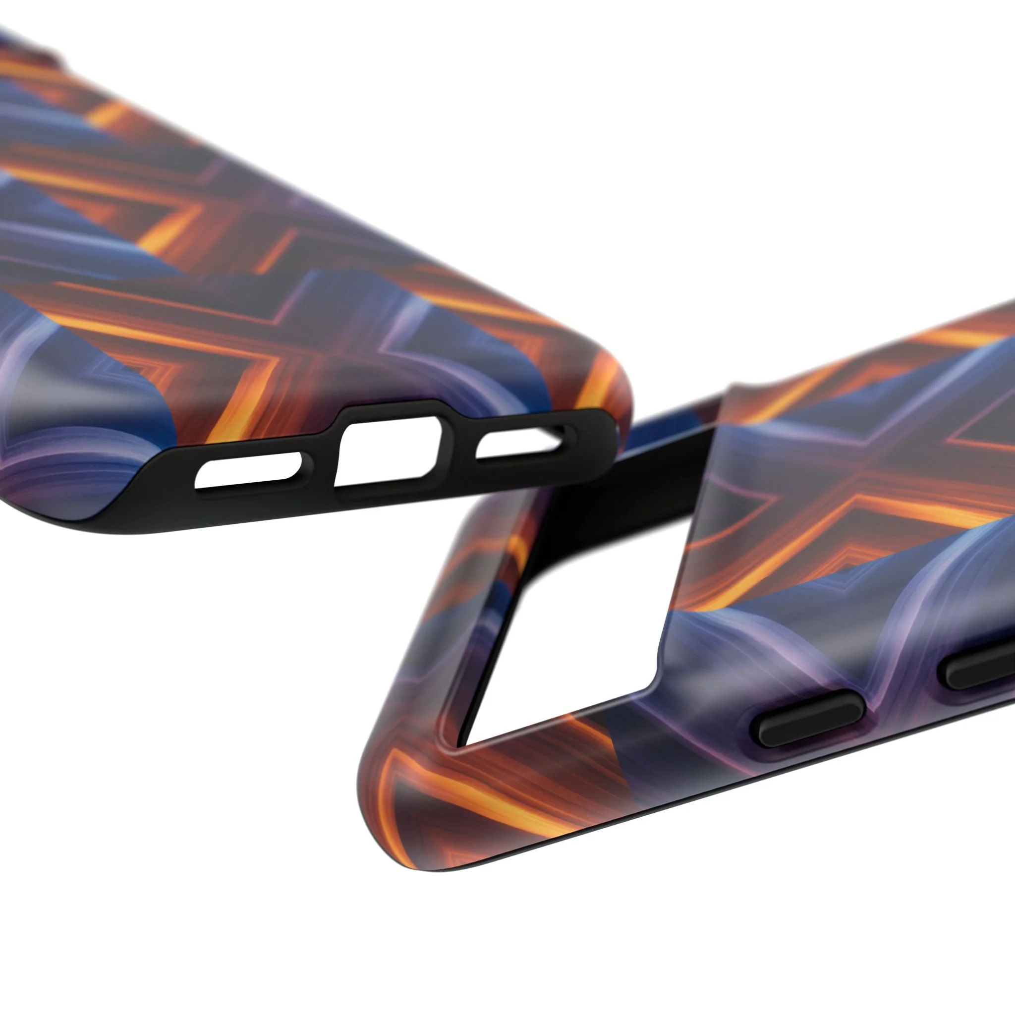Stylish Tough Phone Case With Blue & Orange Abstract Design - Image 93